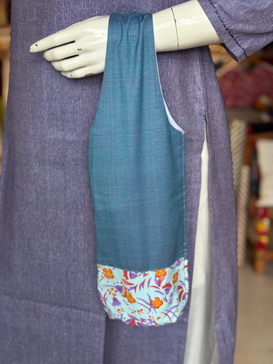 Water bottle holder bag - hand spun hand woven cotton