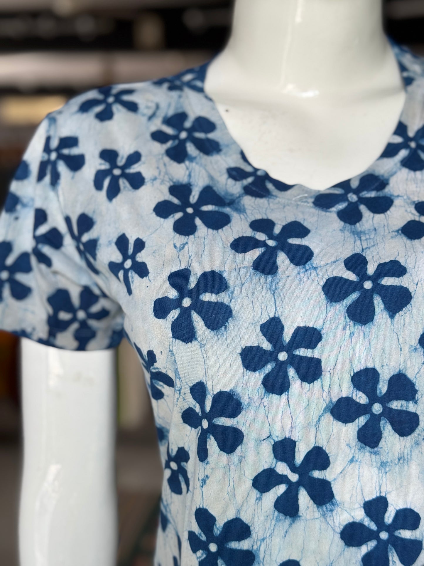 Beautiful cut womens tees - cotton, hand block printed, natural dyed tshirt for women - multiple designs and sizes