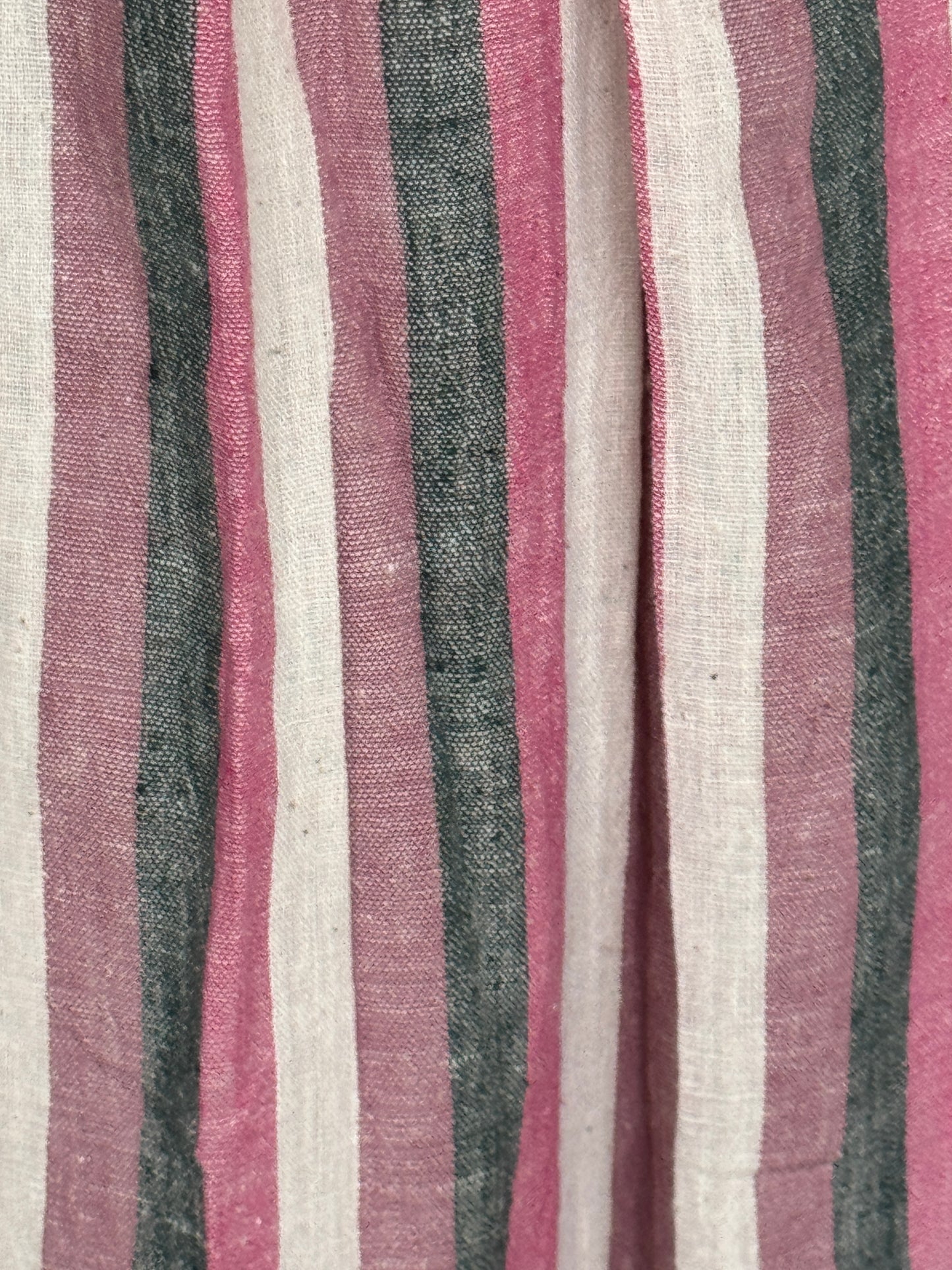 Pink, purple and white stripes kala cotton, handwoven kurti with front pleat