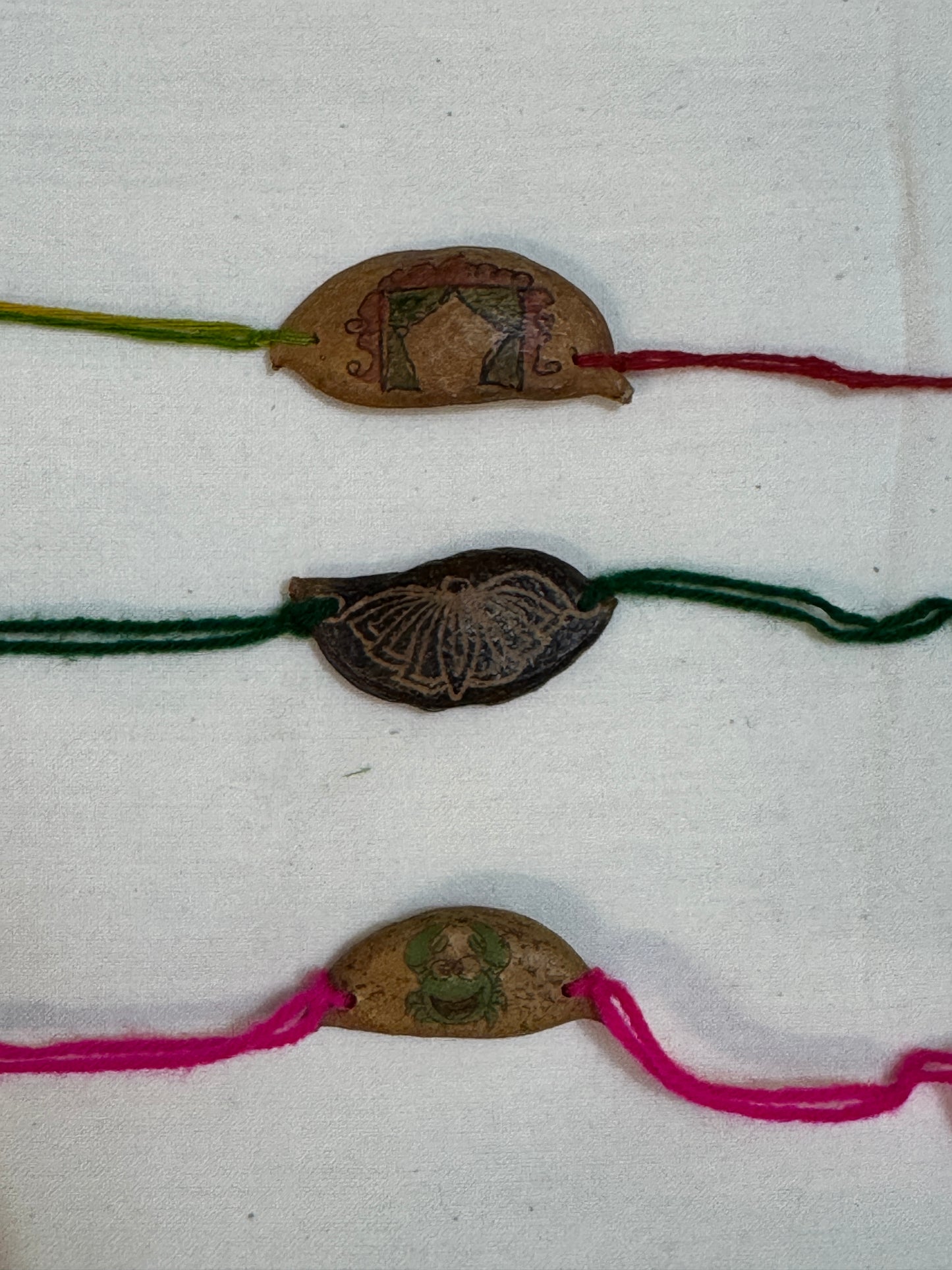 Karanja / Gaanuga / Ponga seed rakhi - hand crafted rakhi with etching / painting details - design options available