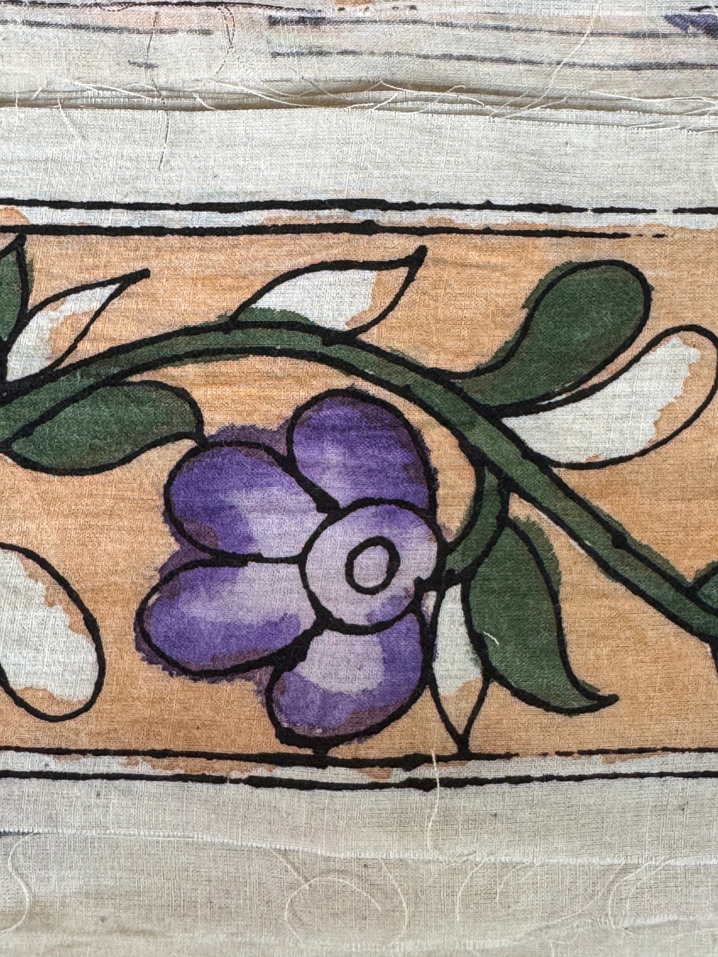 Hand painted pen kalamkari cotton border fabric