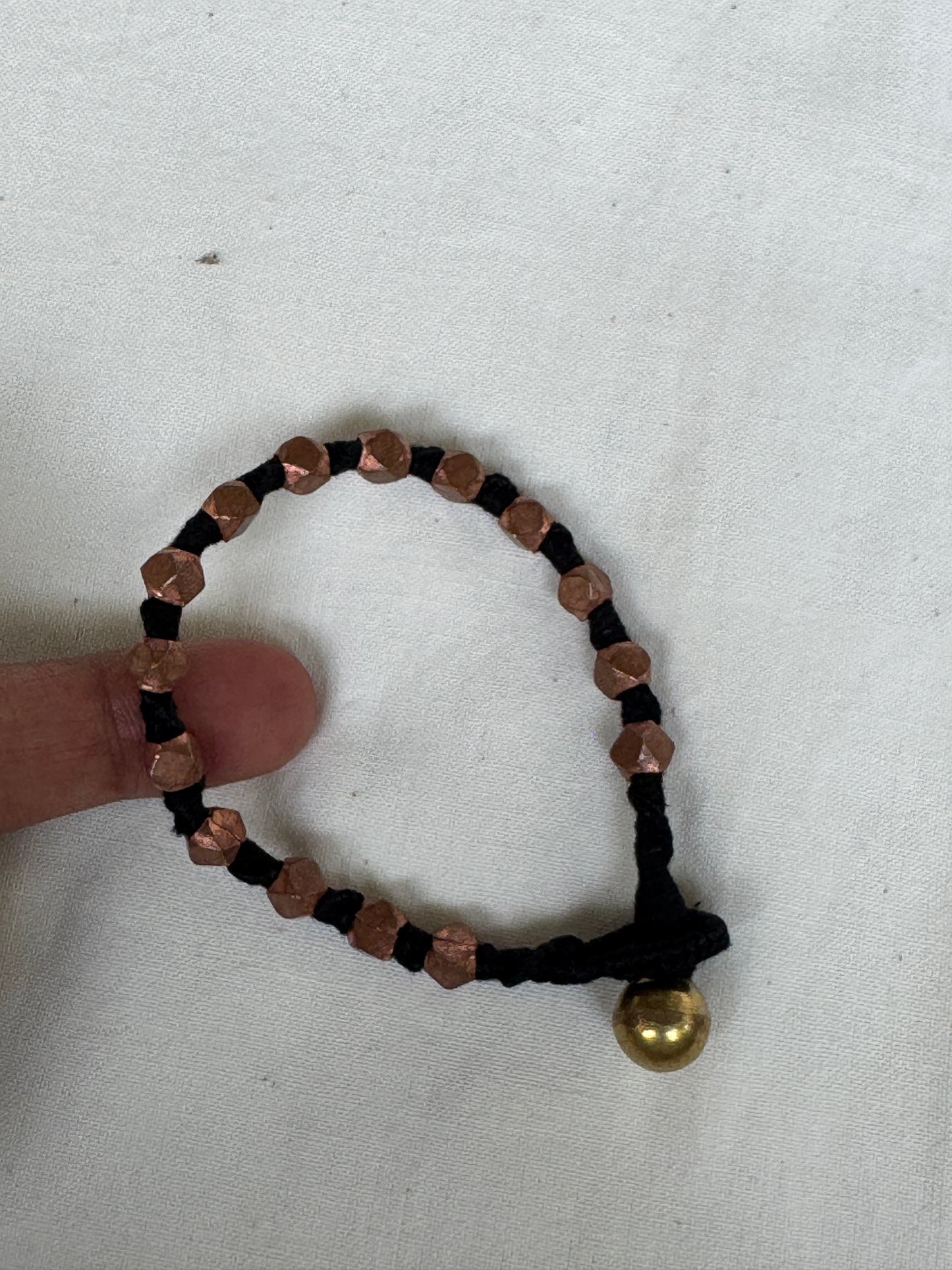 Nazariya bracelet - brass dokra handcrafted beads with black thread - single