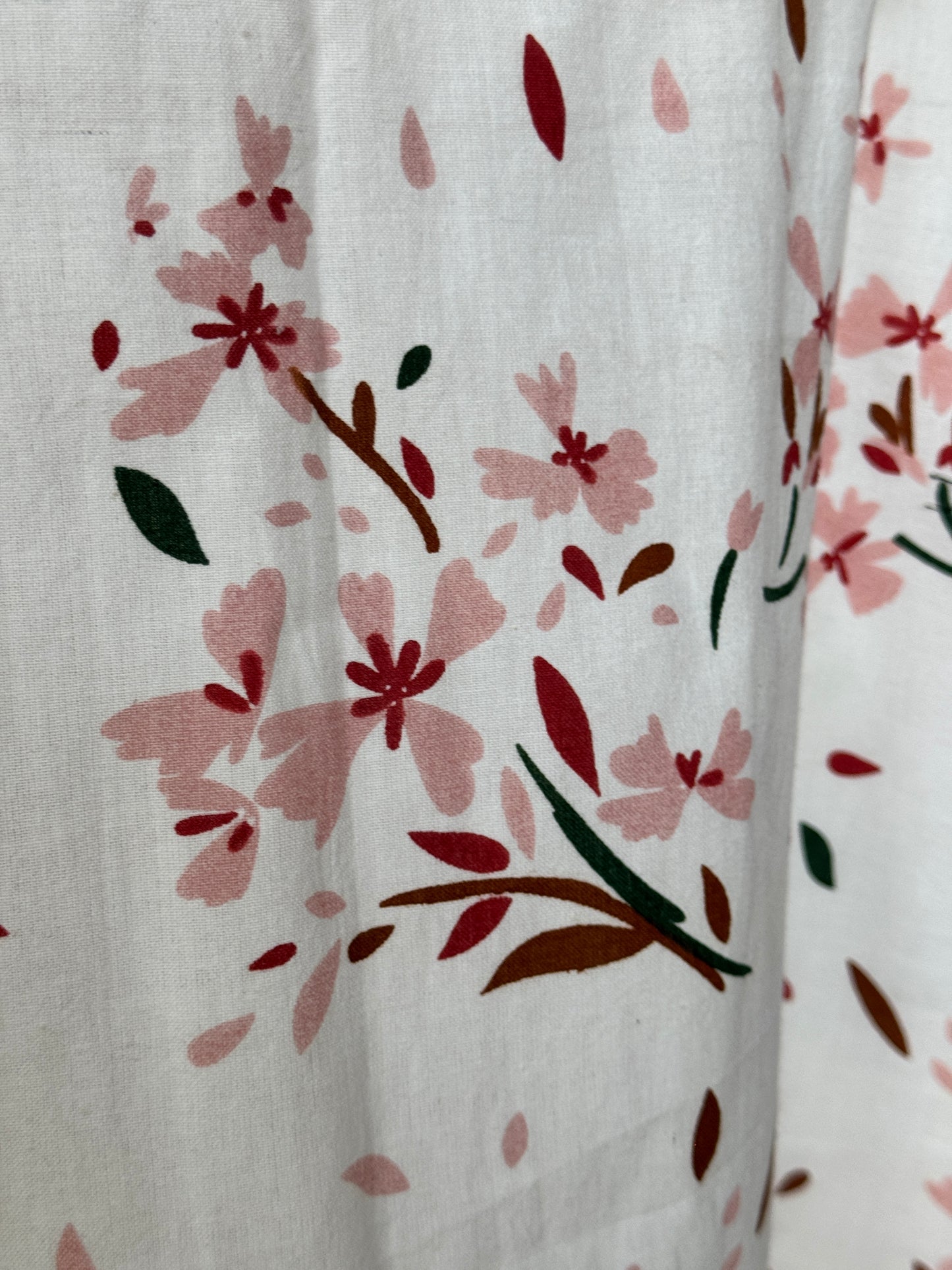 Offwhite handwoven cotton straight cuts kurti with mustard brown and peach flowers print