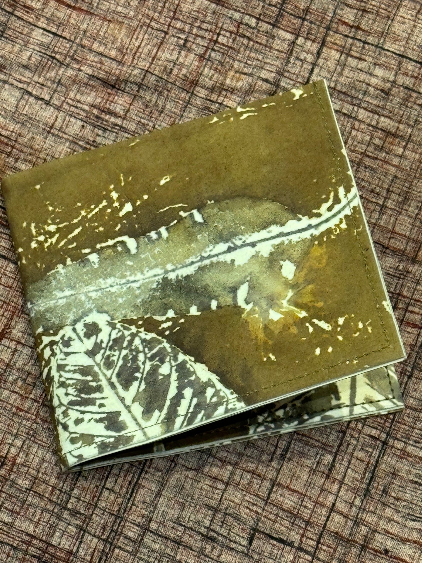 Eco printed paper fabric hand crafted foldable wallet