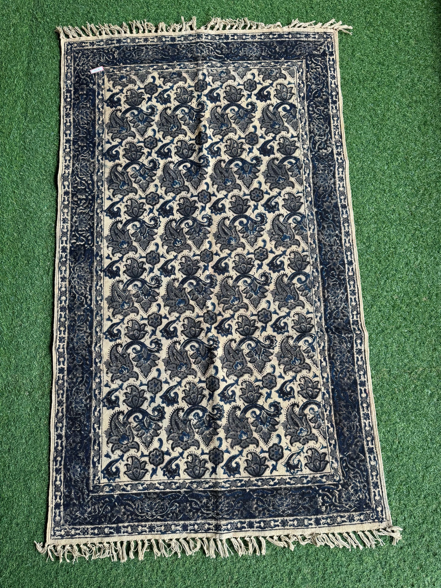 3 x 5 feet cotton Kalamkari hand block printed carpet