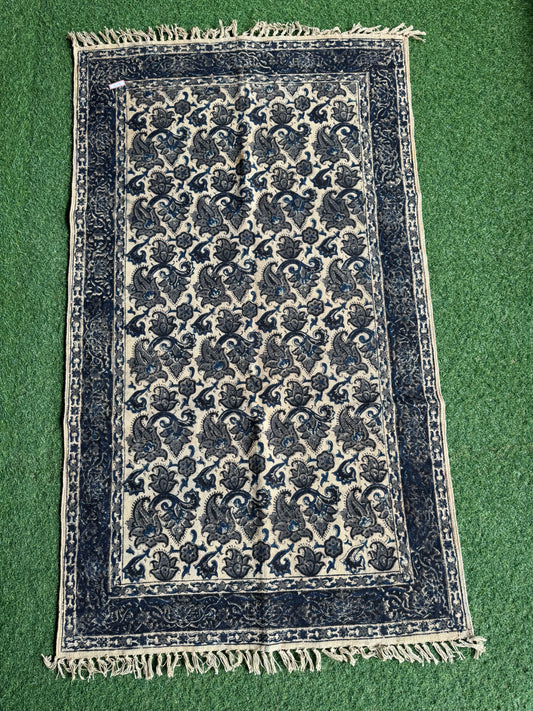 3 x 5 feet cotton Kalamkari hand block printed carpet