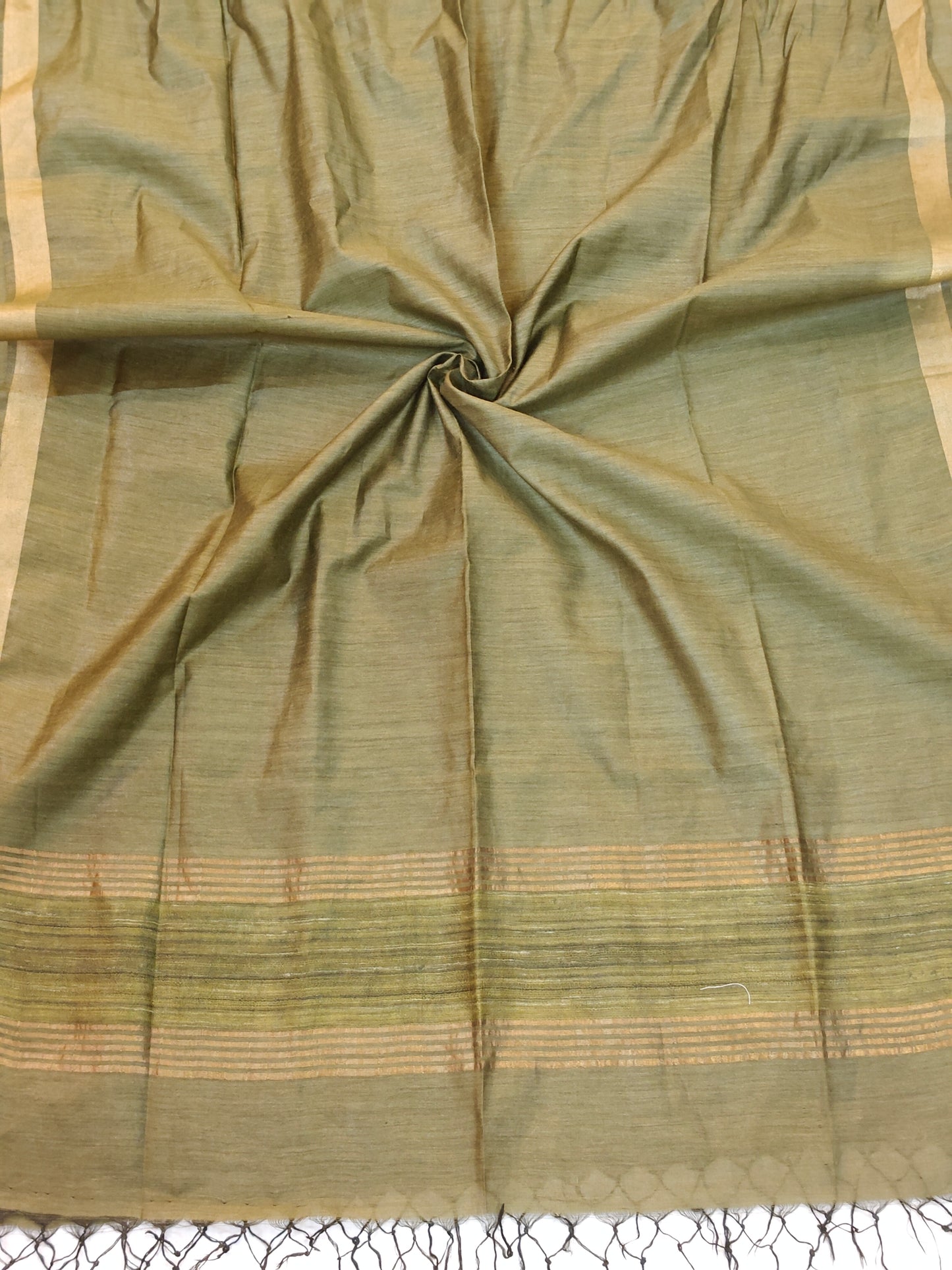 Green handwoven tussar x mulberry spun silk dupatta