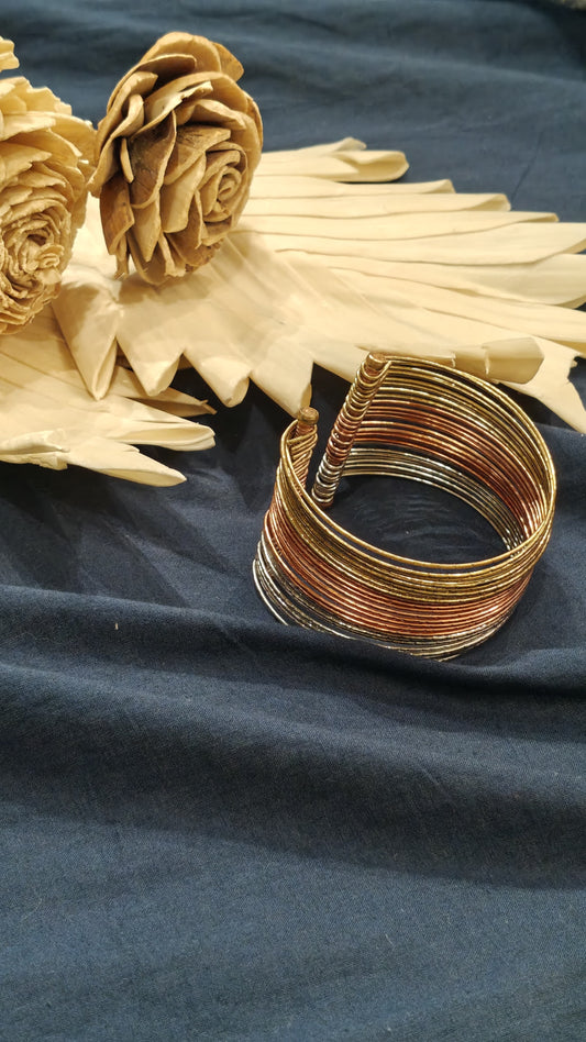 3 metallic tone brass bracelet kada - free size