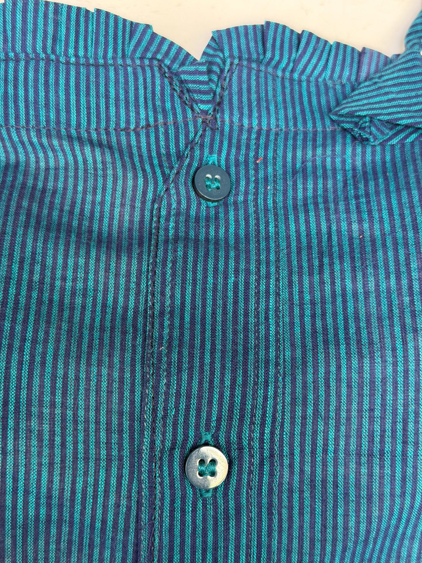 Turquoise n blue stripes cotton noodle straps top