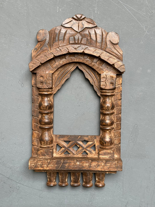 Wooden Jharokha in vintage look - hand crafted wall decor