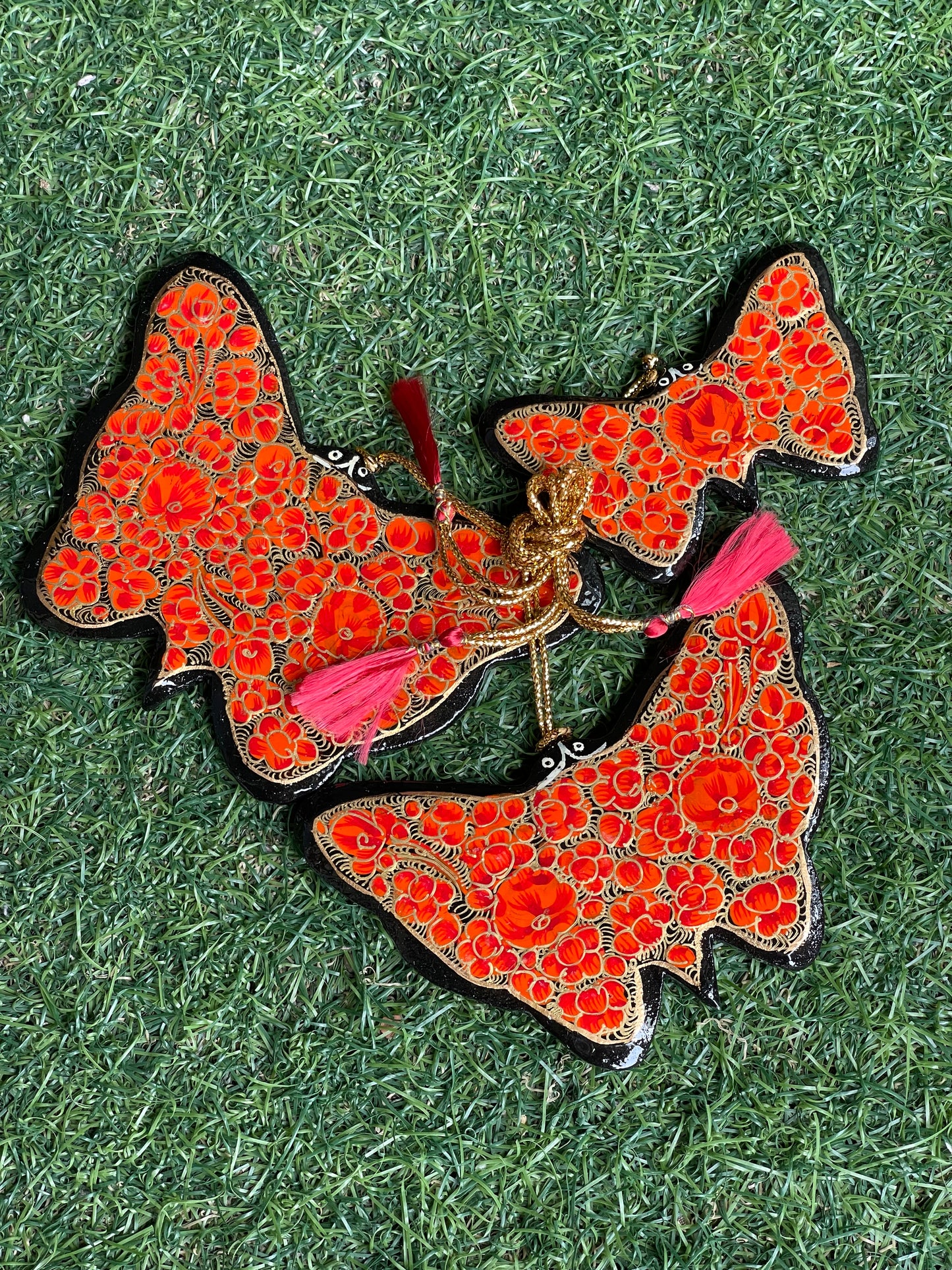 Papier mache hand painted butterflies 3 piece set