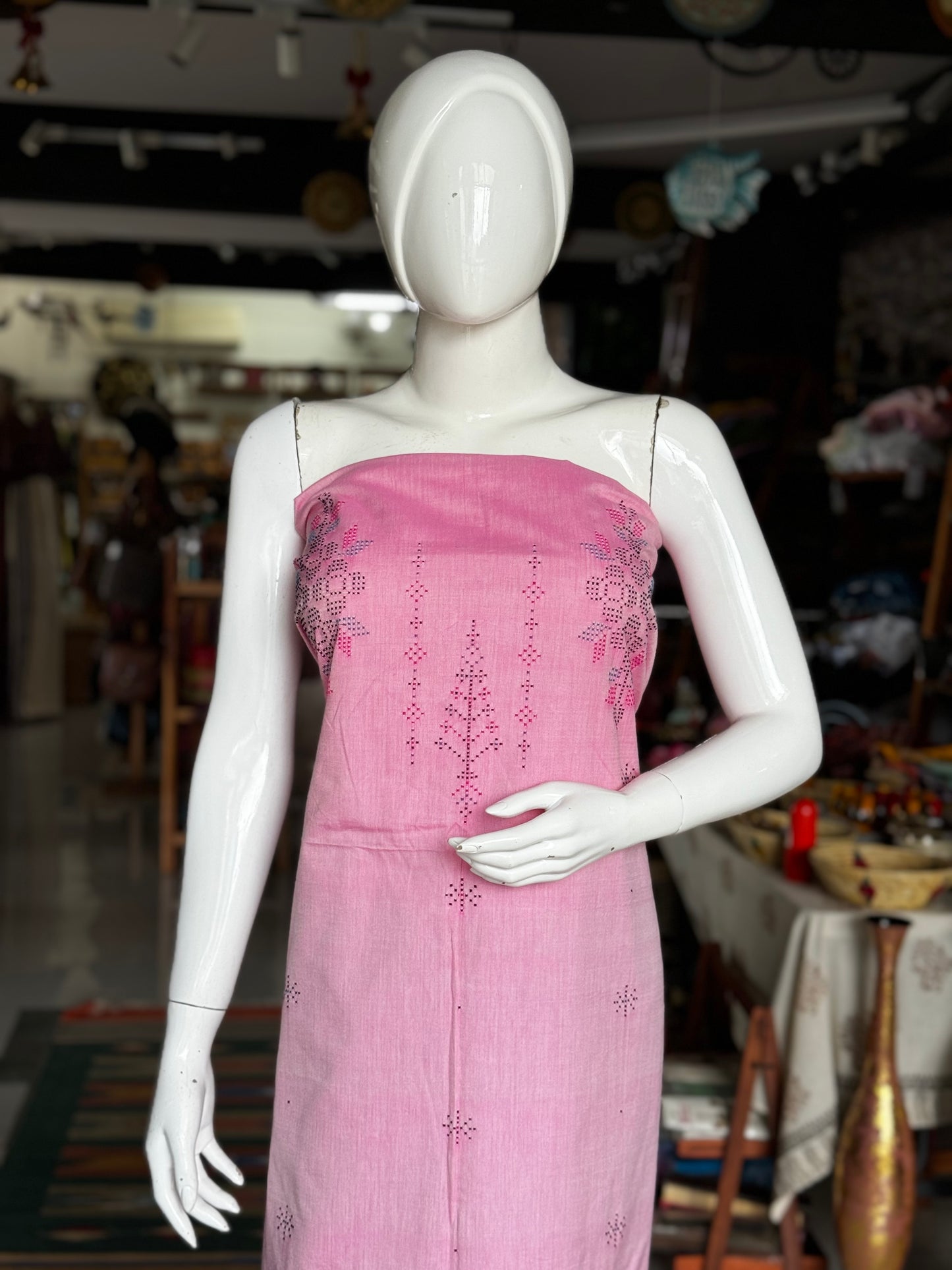 Tangaliya handwoven soft cotton unstitched kurti fabric