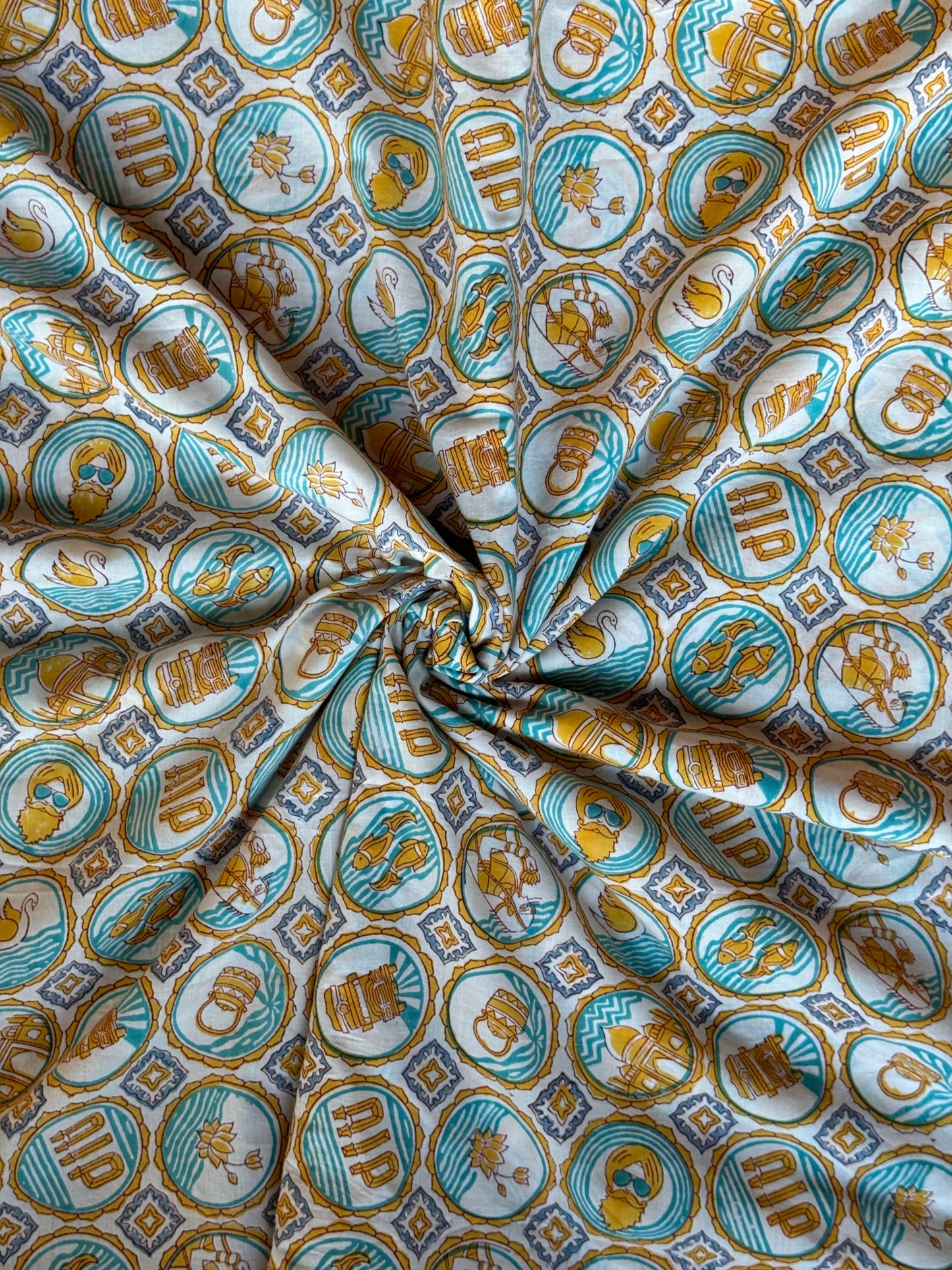 Unique multi design hand block printed cotton fabric