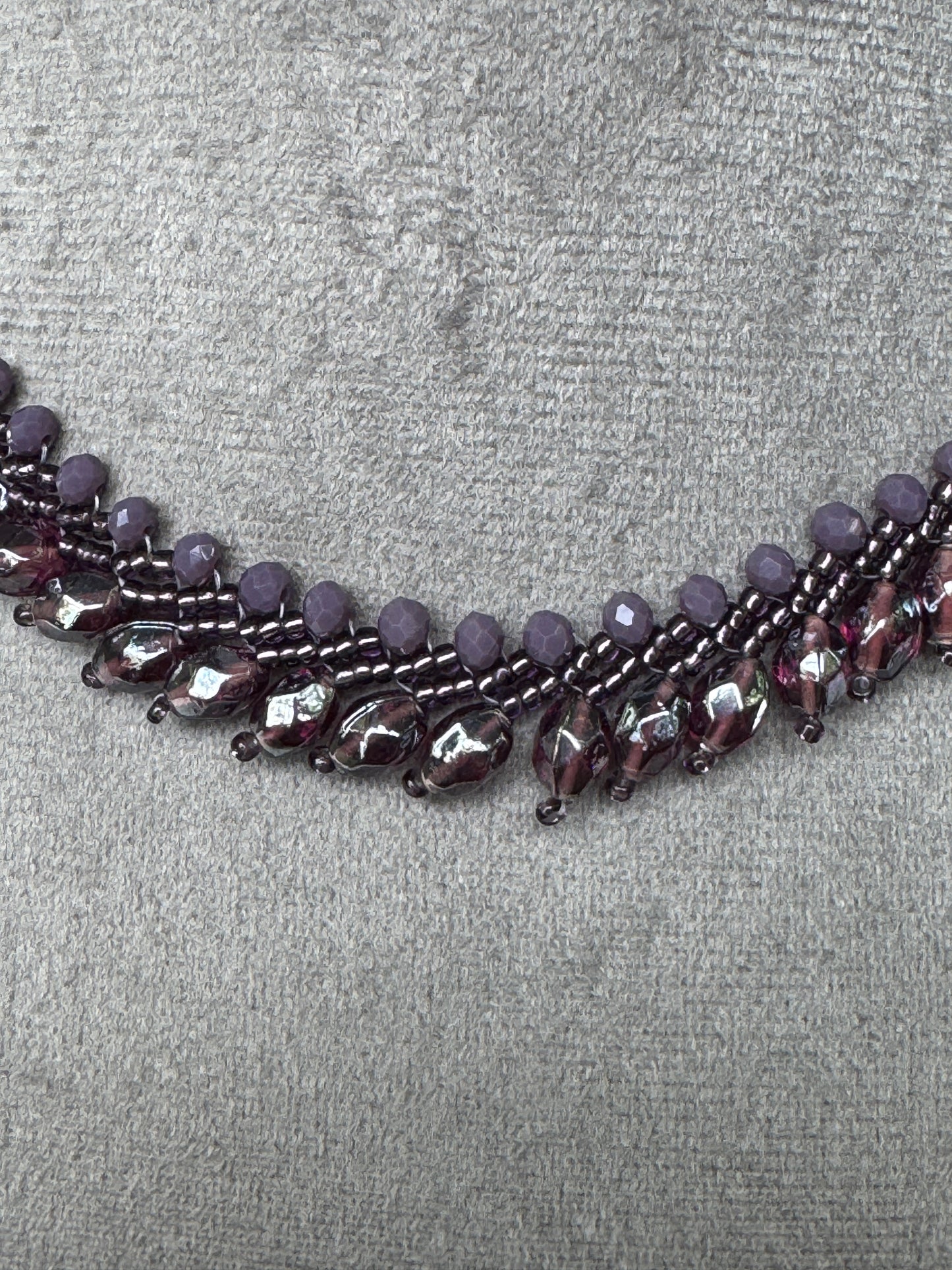 Lavender glass and poth beads choker neckpiece