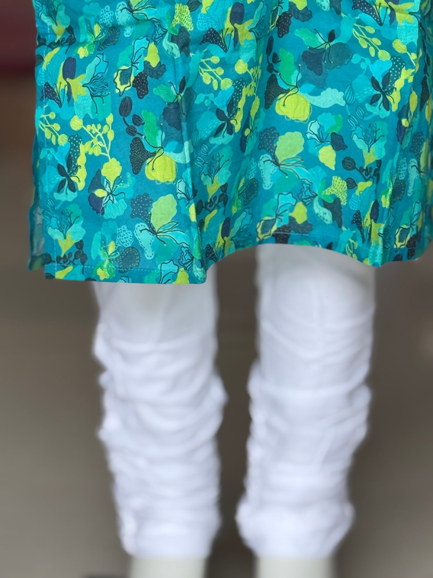 Blue green cotton kurta, white chudi pants and lurex jacket - 3 piece ethnic set for boys