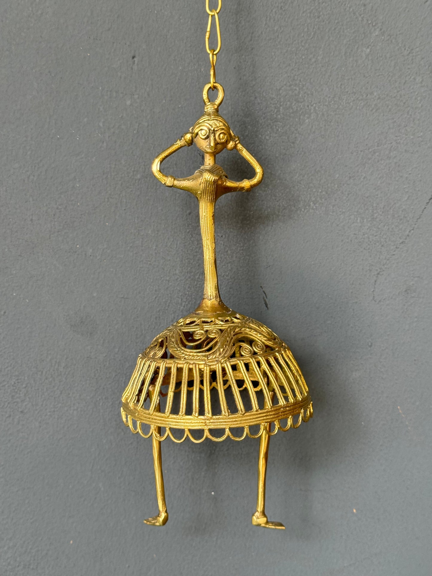Dancing lady dokra handcrafted brass hanging decor