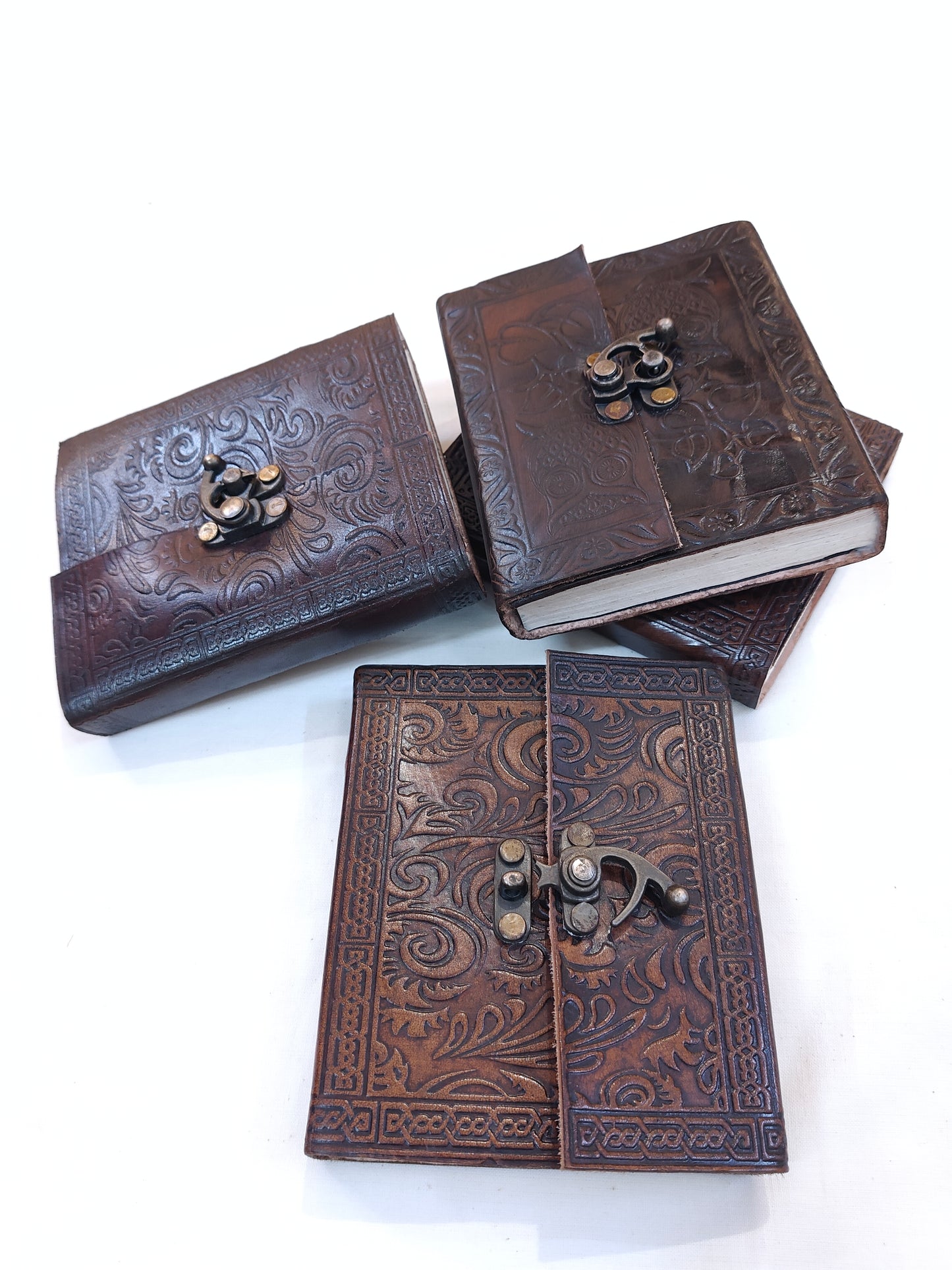 Leather embossed handcrafted notebook with thick handmade papers