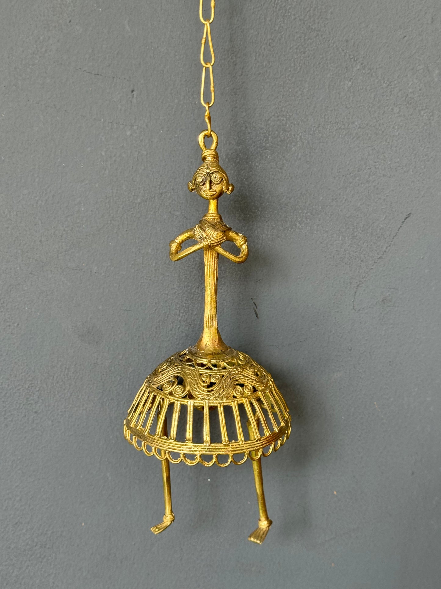 Dancing lady dokra handcrafted brass hanging decor