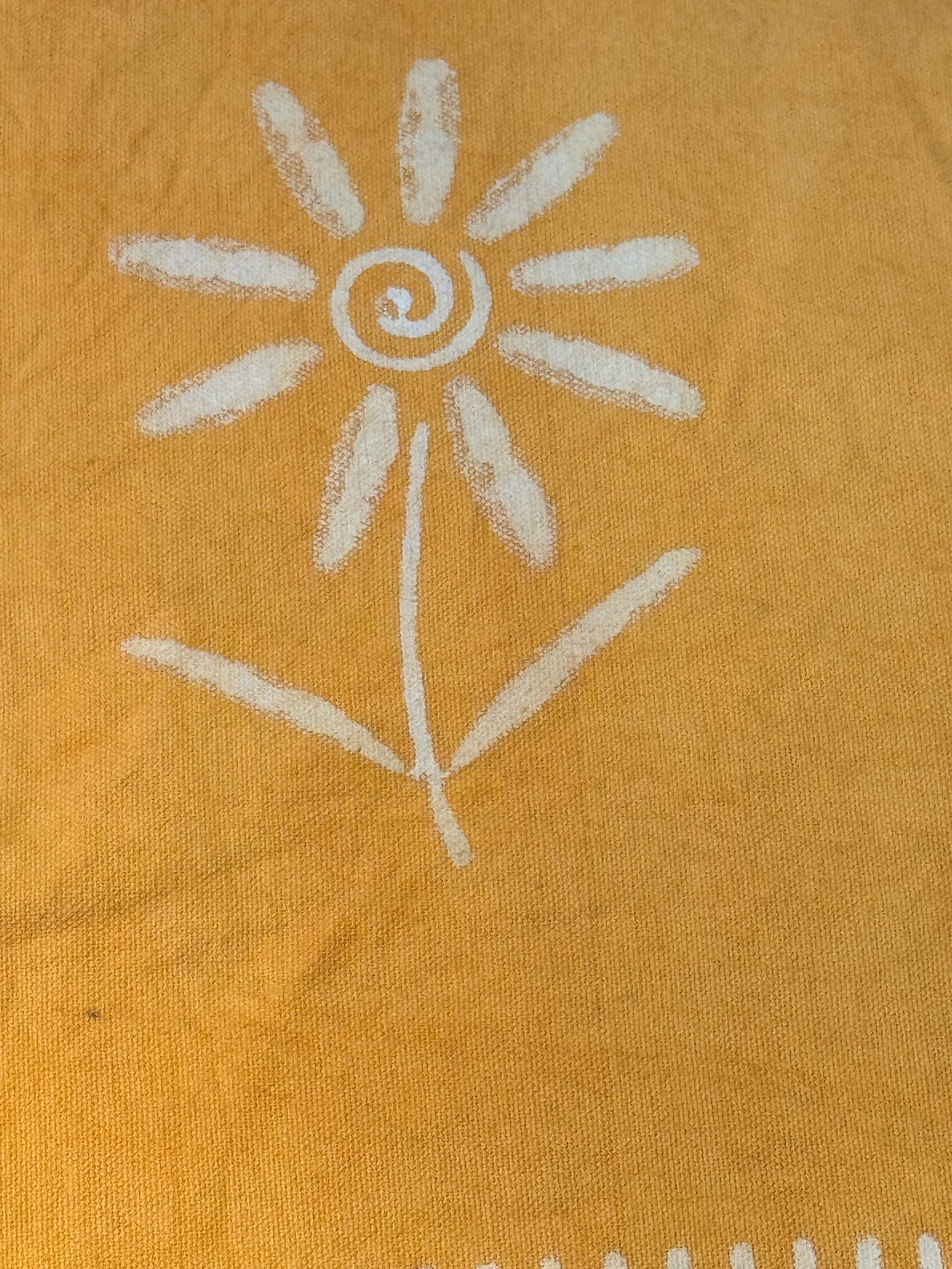 Hand block printed canvas table runner