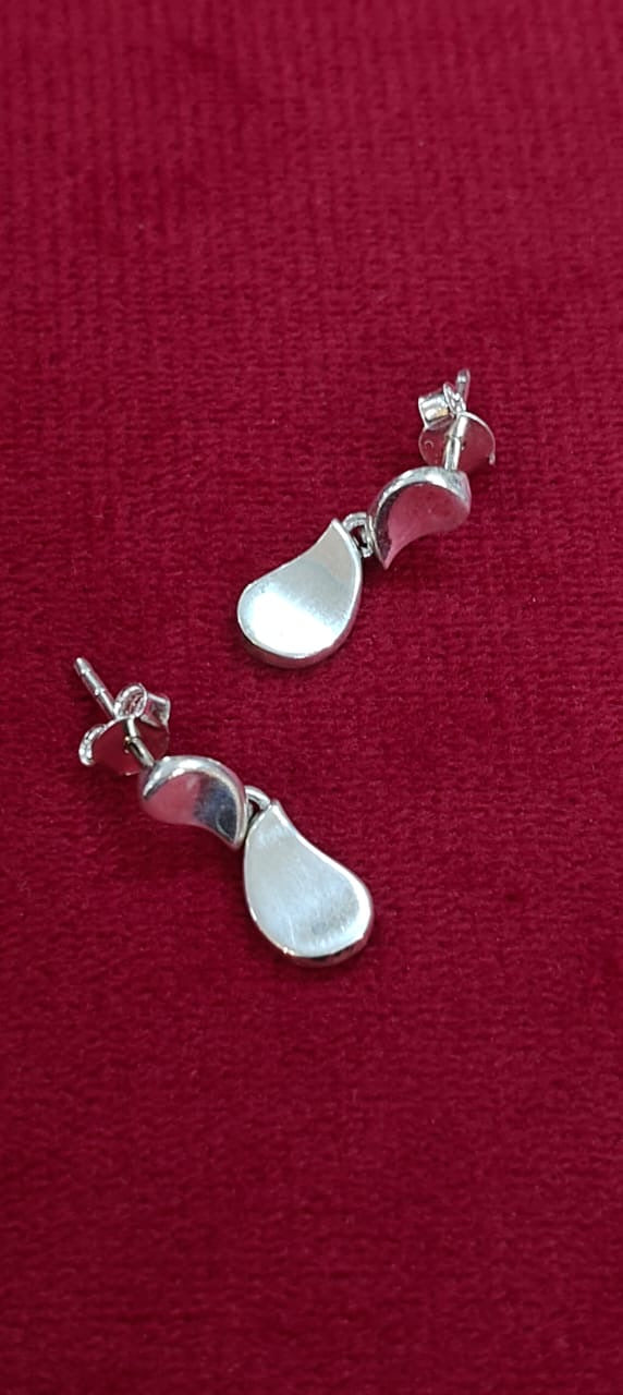 Silver double drop shaped 92.5 sterling silver ear rings
