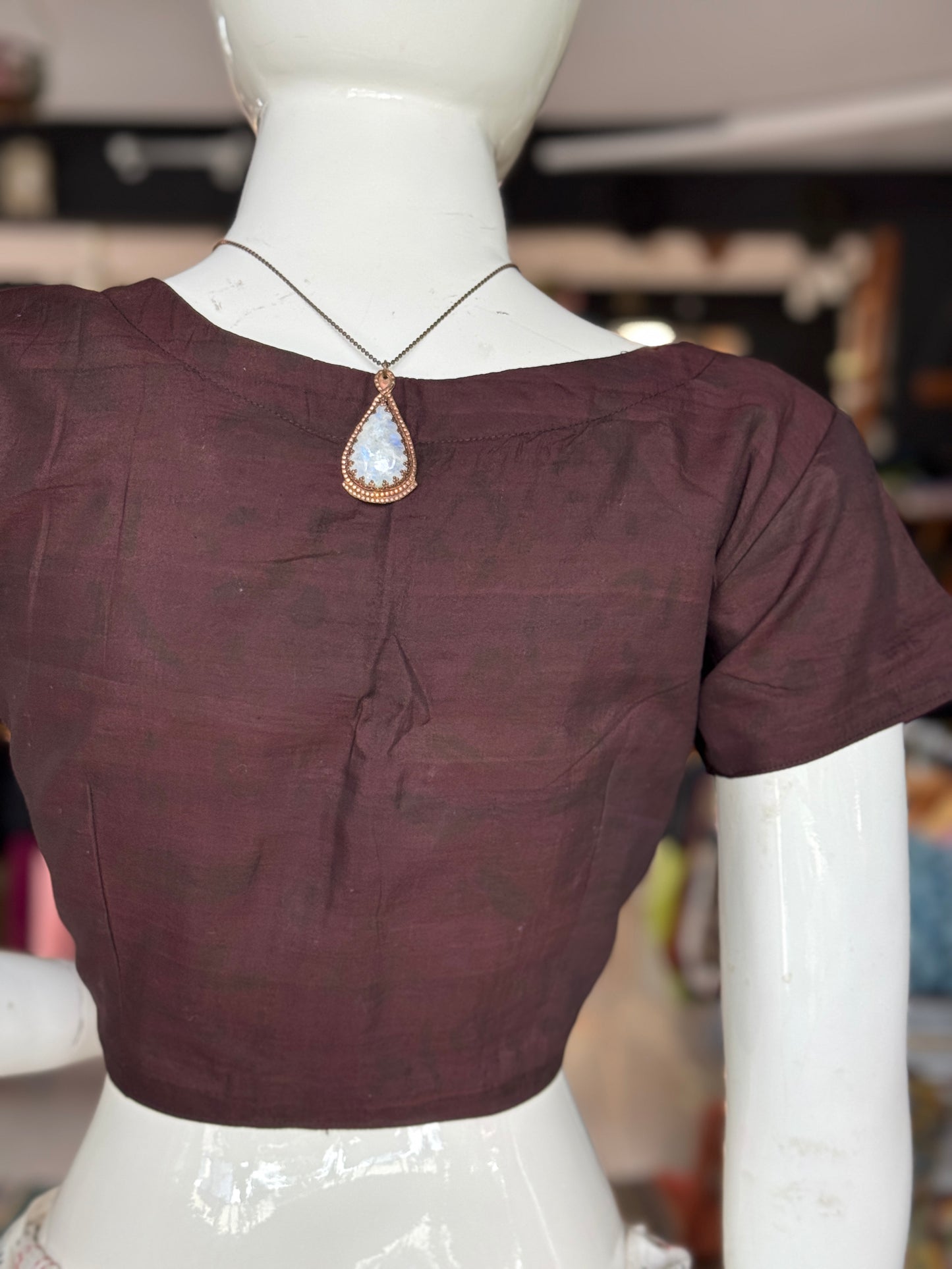 Brown silk cotton handwoven, light hand block printed blouse - multiple styles