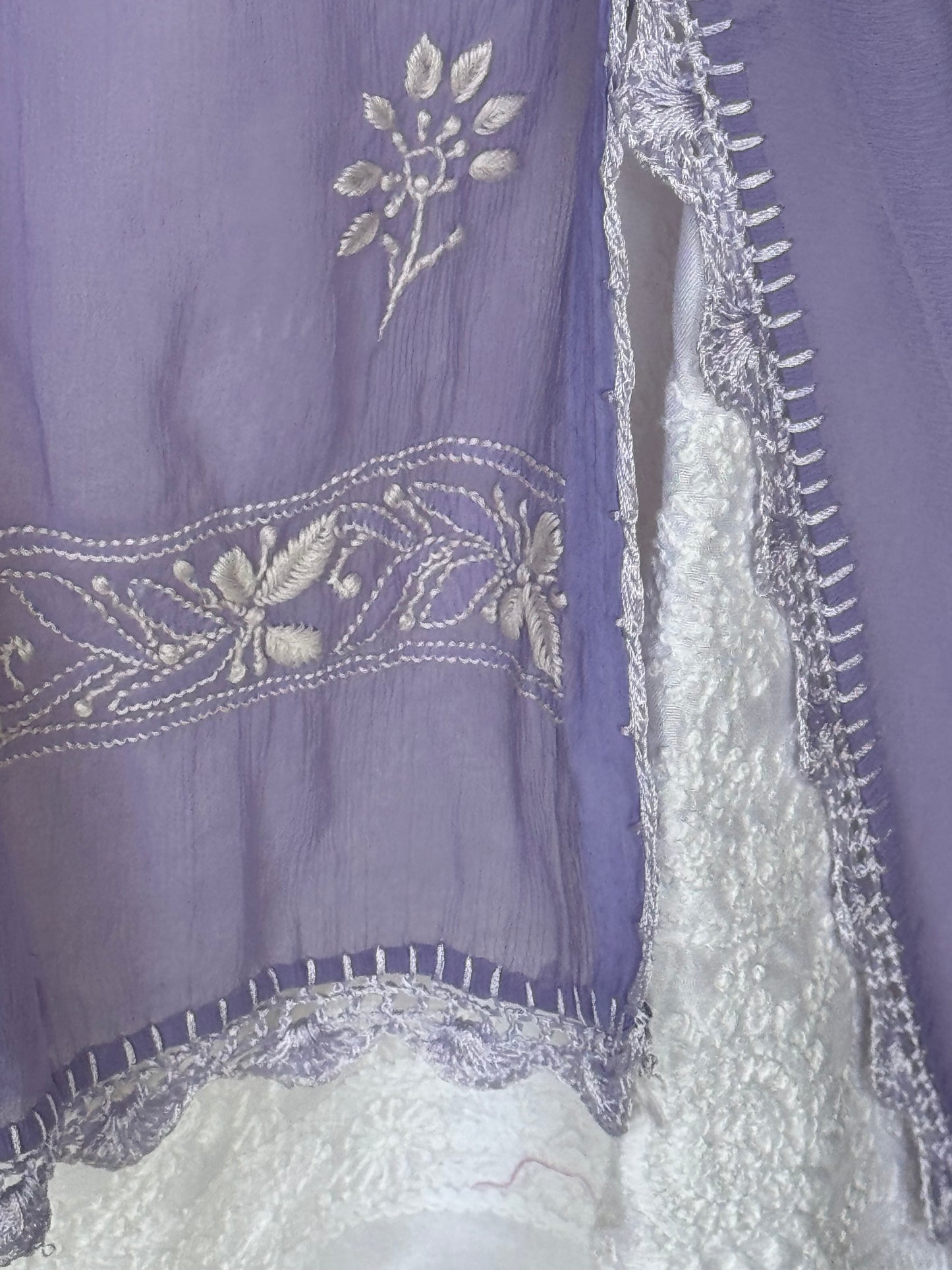 Chikankari hand embroidered semi chiffon dupatta