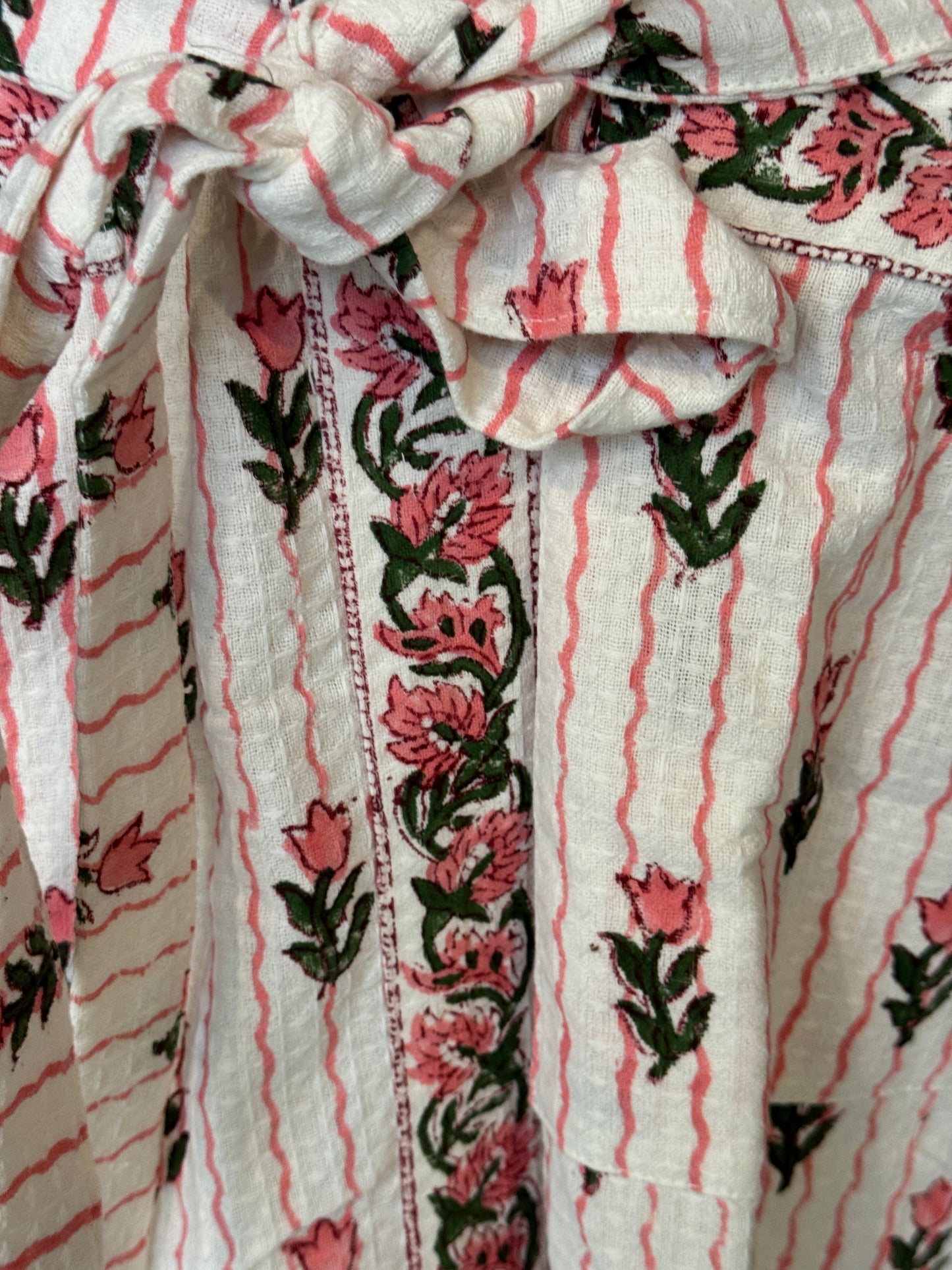Hand block printed waffle cotton bath robe / swim suit cover up for adults - multiple designs