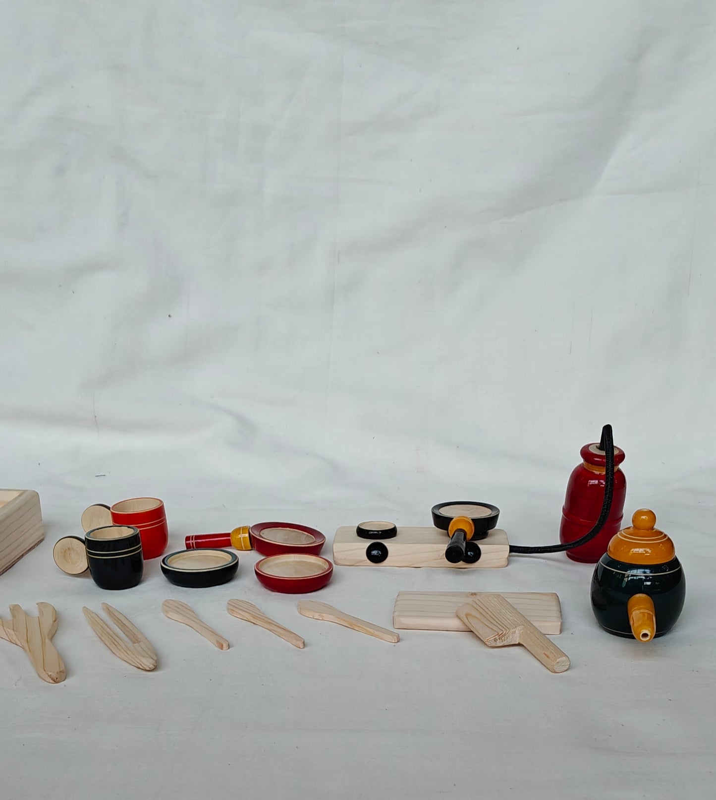 15 piece wooden handmade pretend play kitchen set