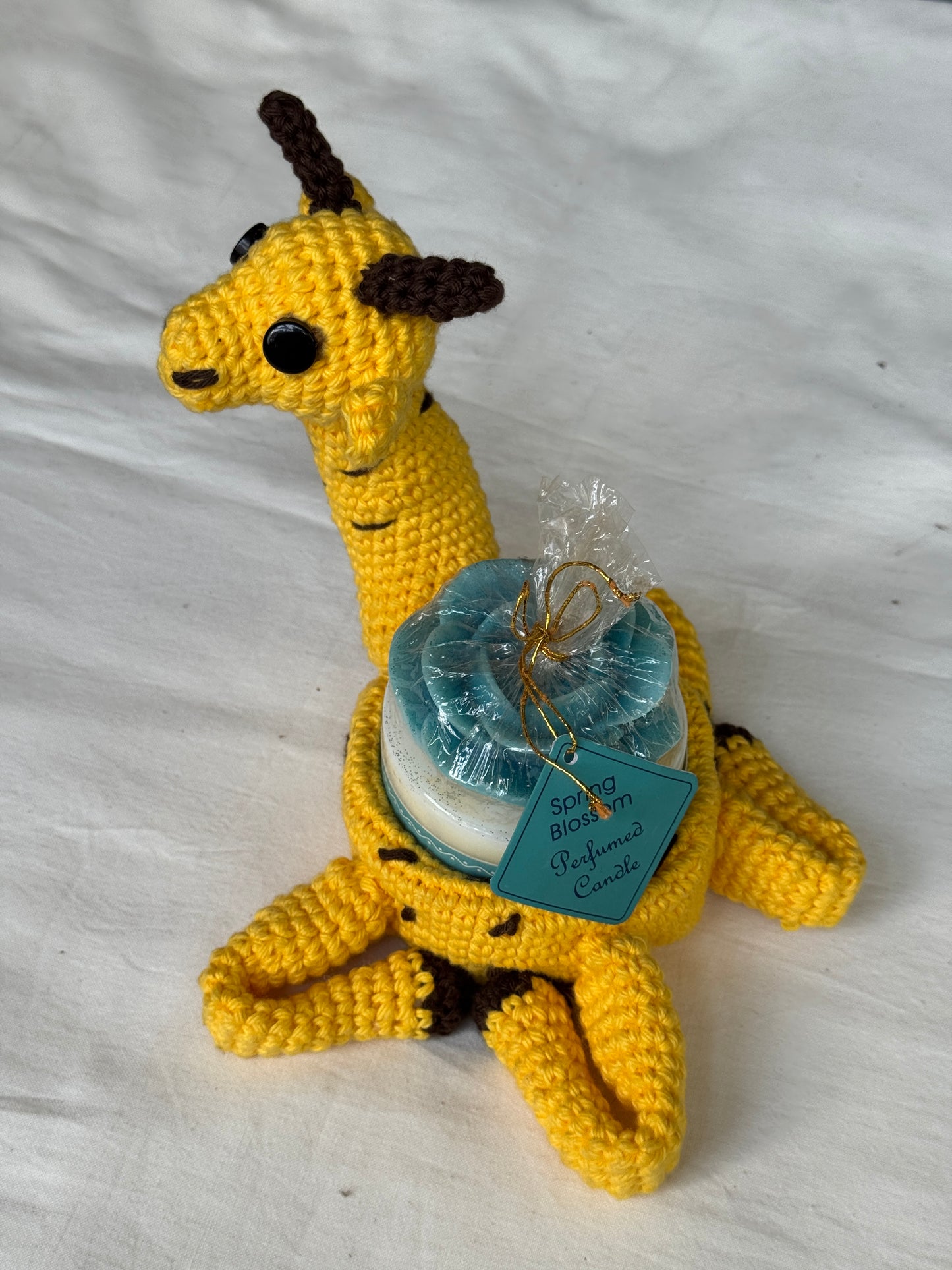 Giraffe candle holder in hand crochet