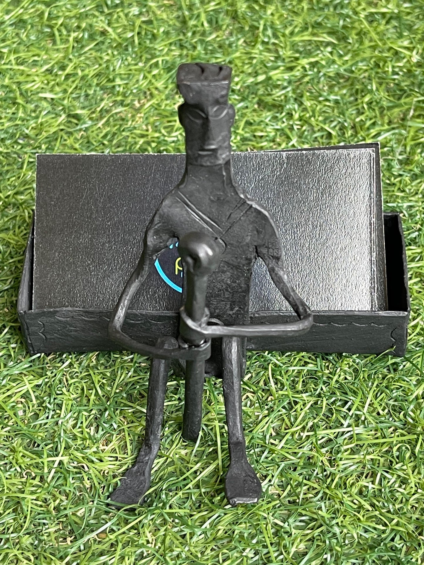 Sitting man - cards holder, handcrafted wrought iron