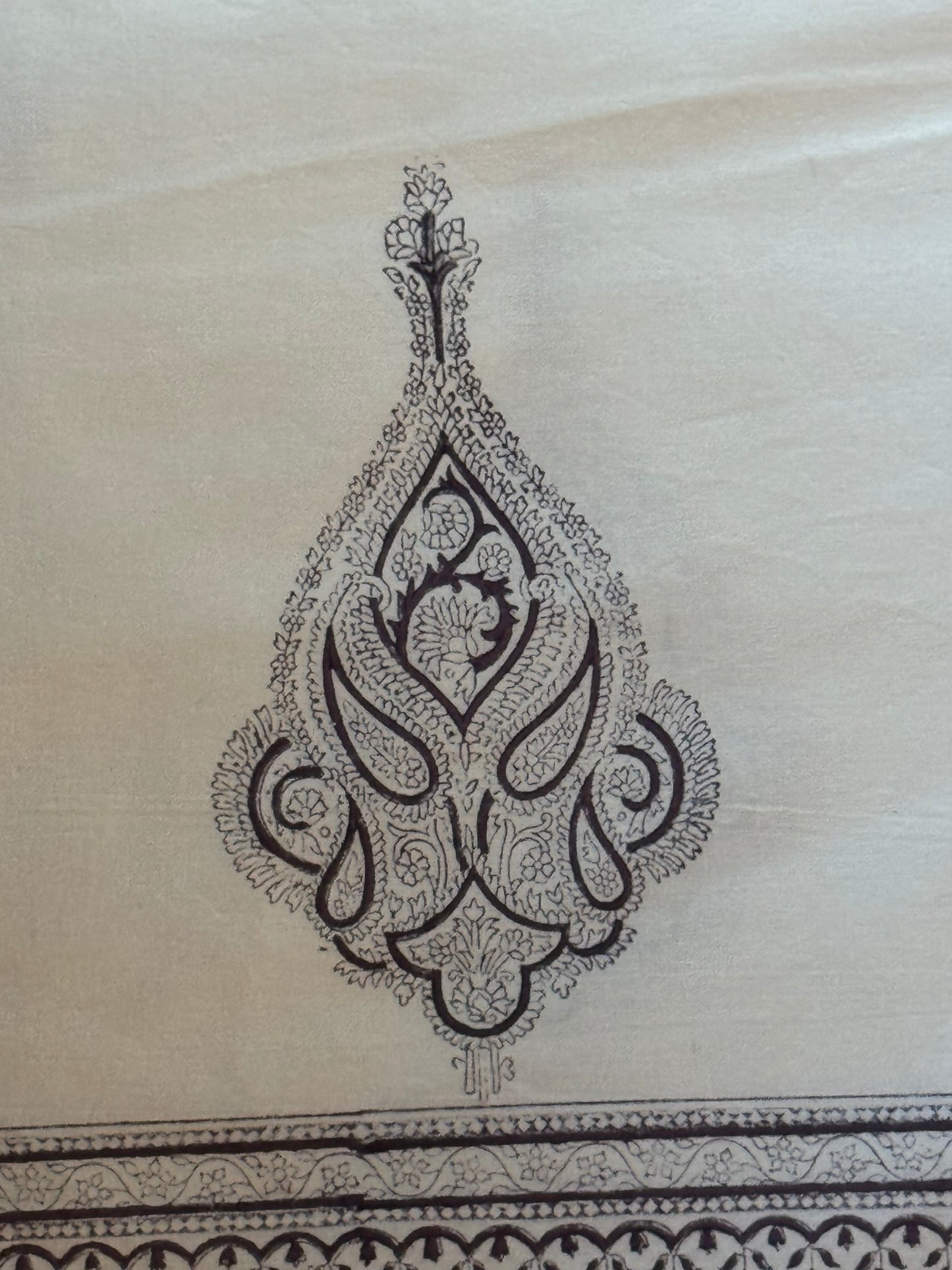 Violet floral print (brass hand block prints) on white base pure cotton super king size bedsheet