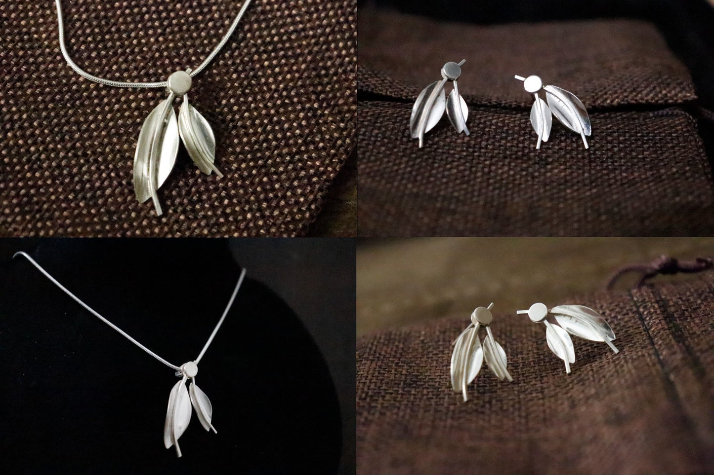 Bee design Sterling 92.5 silver pendant, chain and earrings set