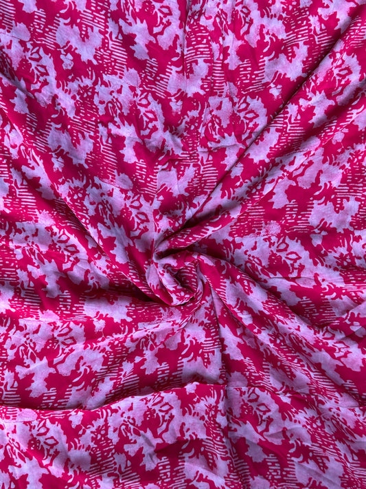 Batik hand block printed viscose georgette fabrics - multiple designs available