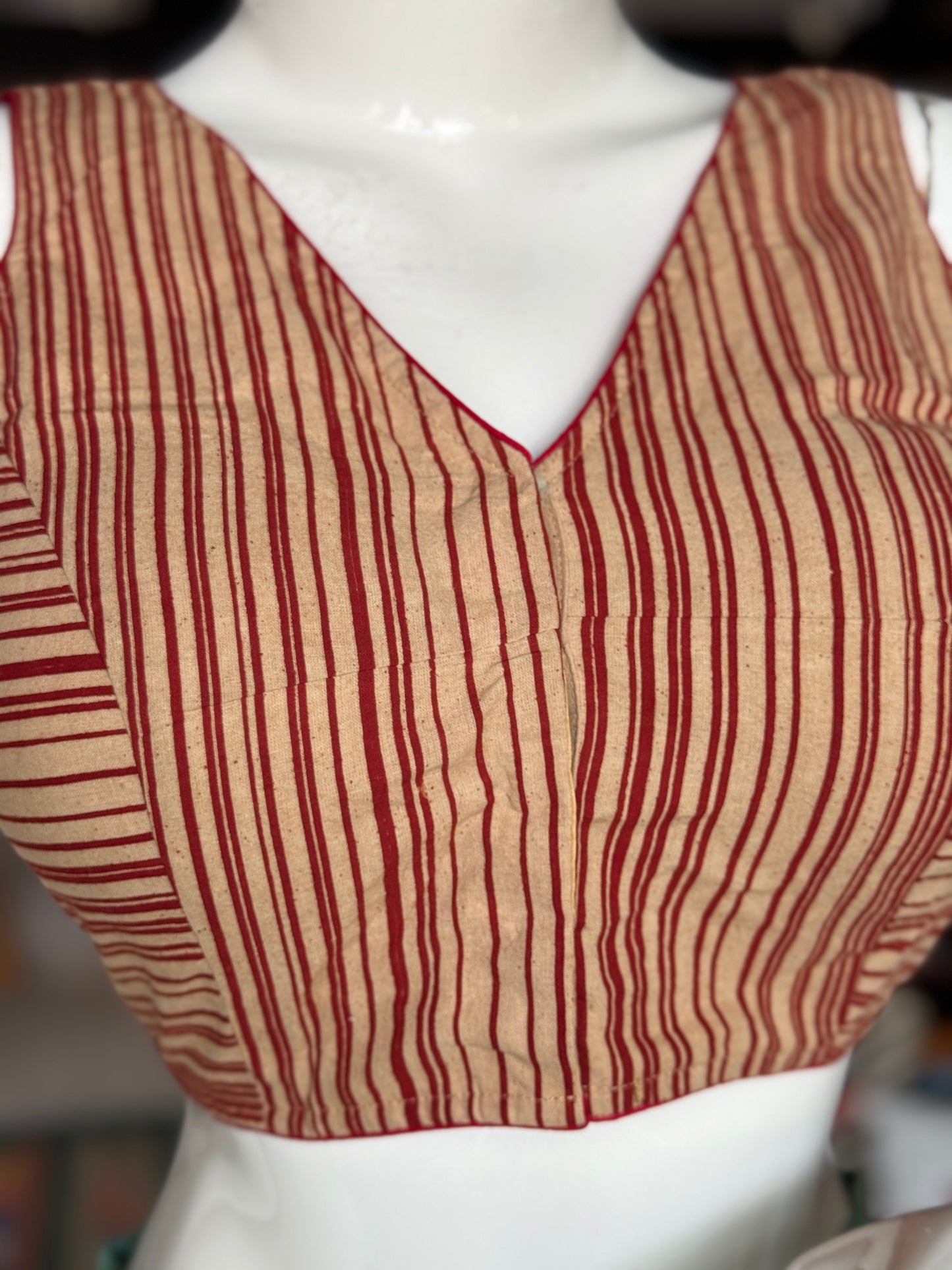 Princess cut cotton hand block printed sleeveless blouse - multiple designs available