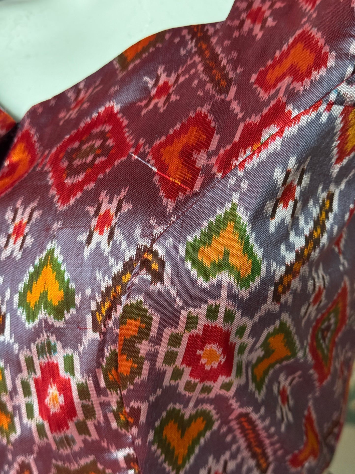 Lavender silk Ikat handloom sleeveless blouse