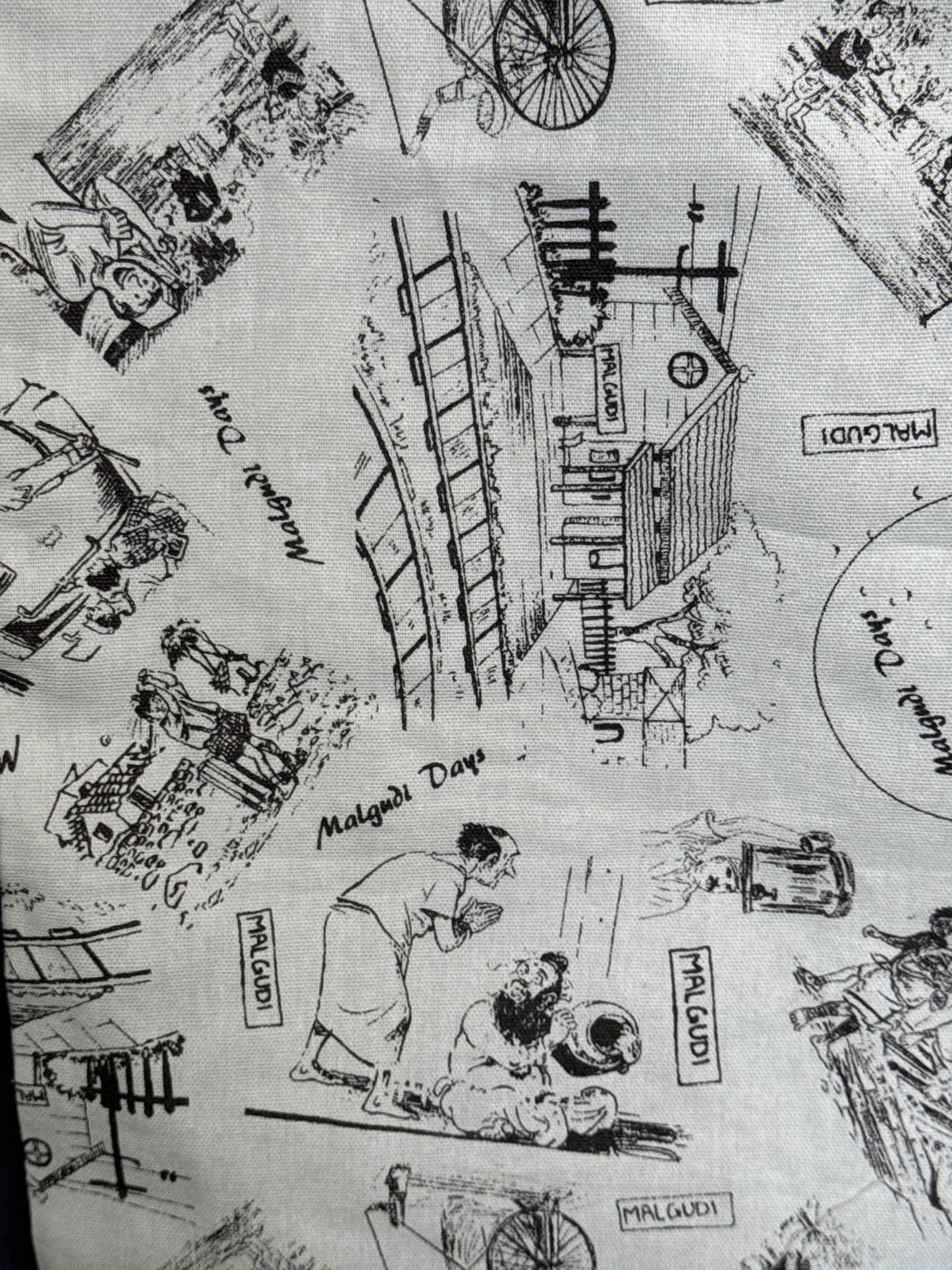 “Malgudi days” theme printed cotton tote bag