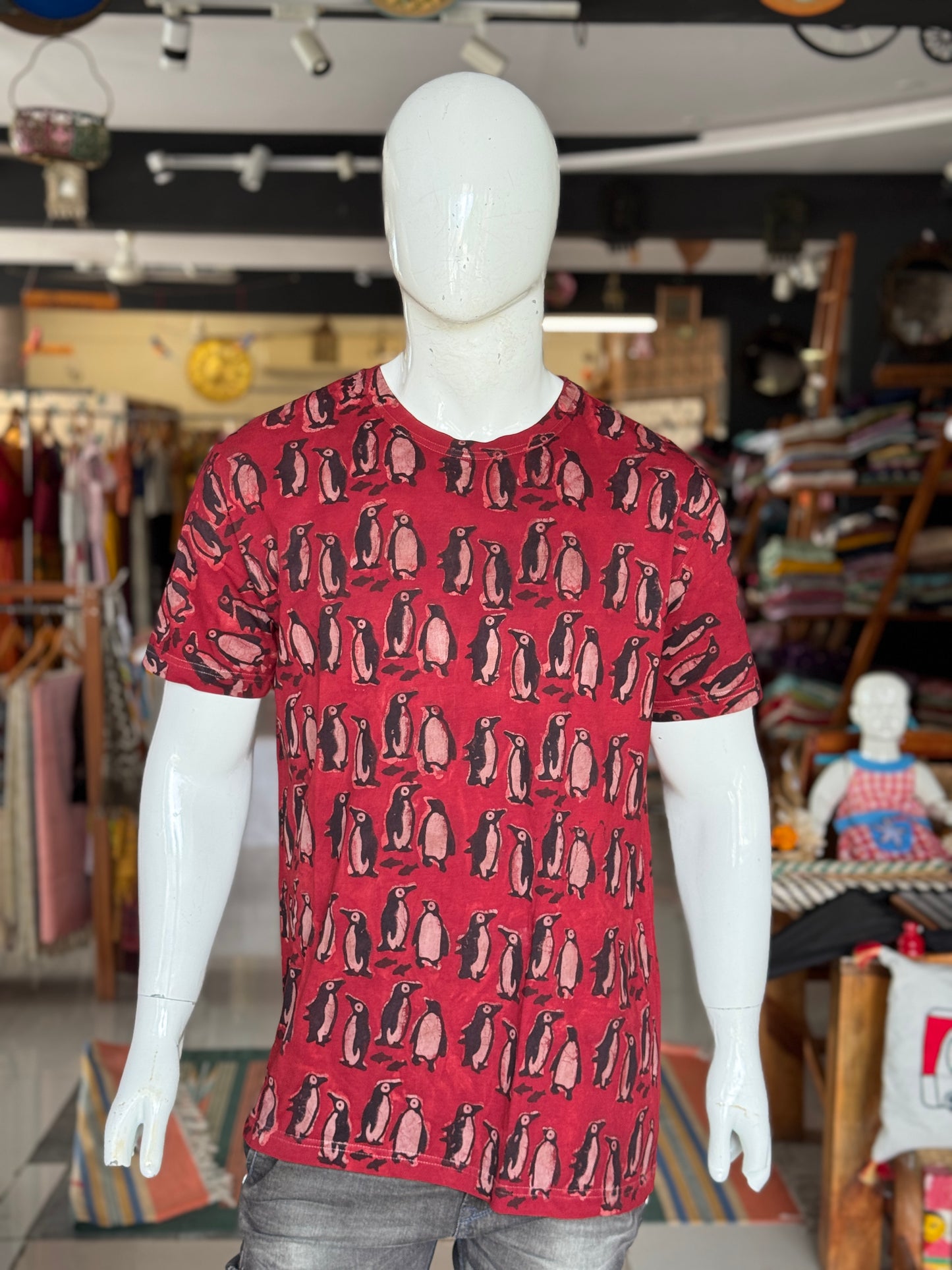Quirky tees - hand block printed, natural dyed, mens cotton t-shirt