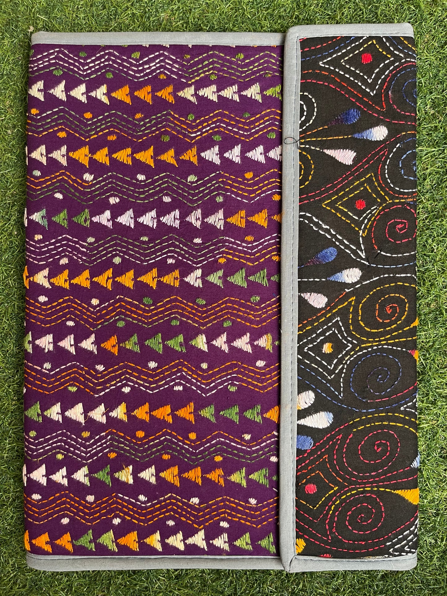Kantha hand embroidered folder