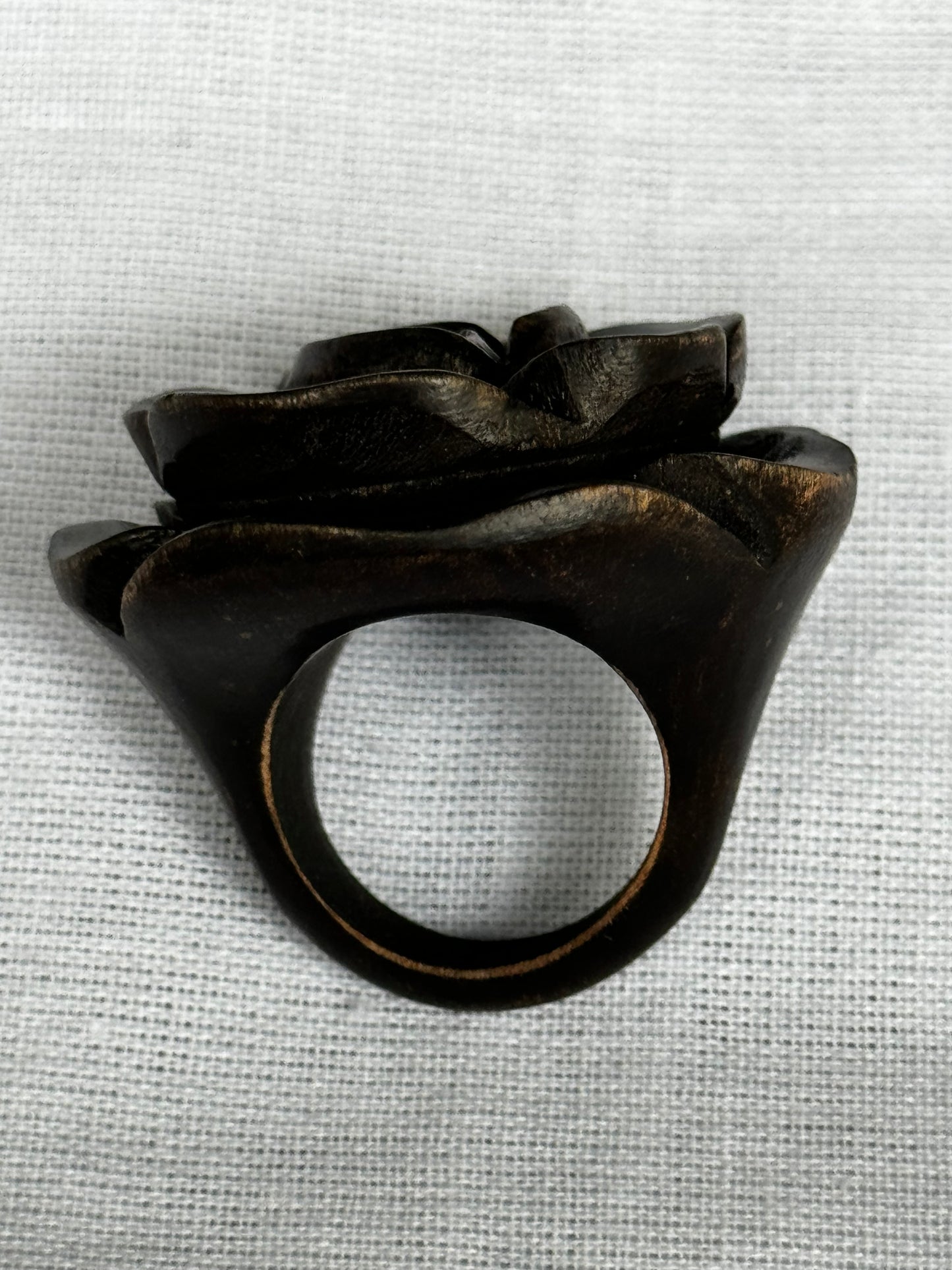 Rose hand carved finger ring in yellow wood - color options available