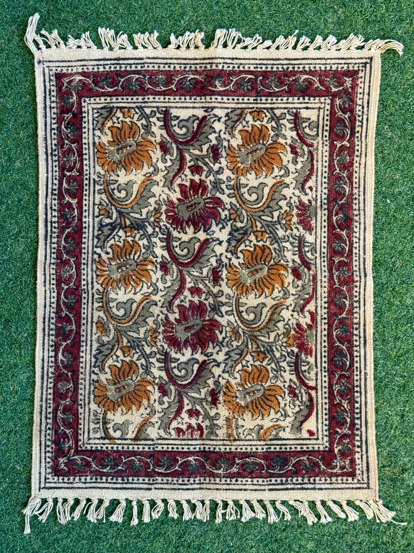 19 x 28 inches cotton Kalamkari hand block printed mat