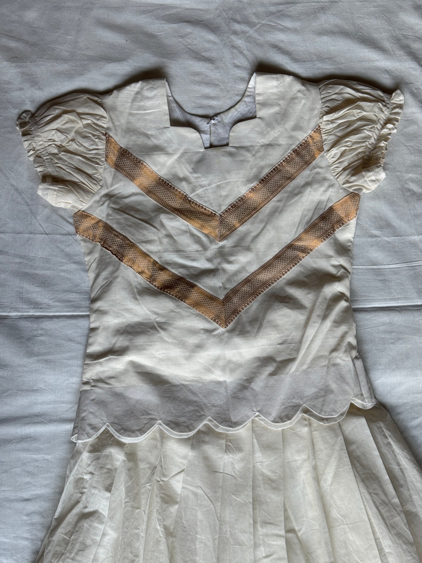 Off white Mangalagiri handwoven lehenga skirt and top - Nizam zari border coord set