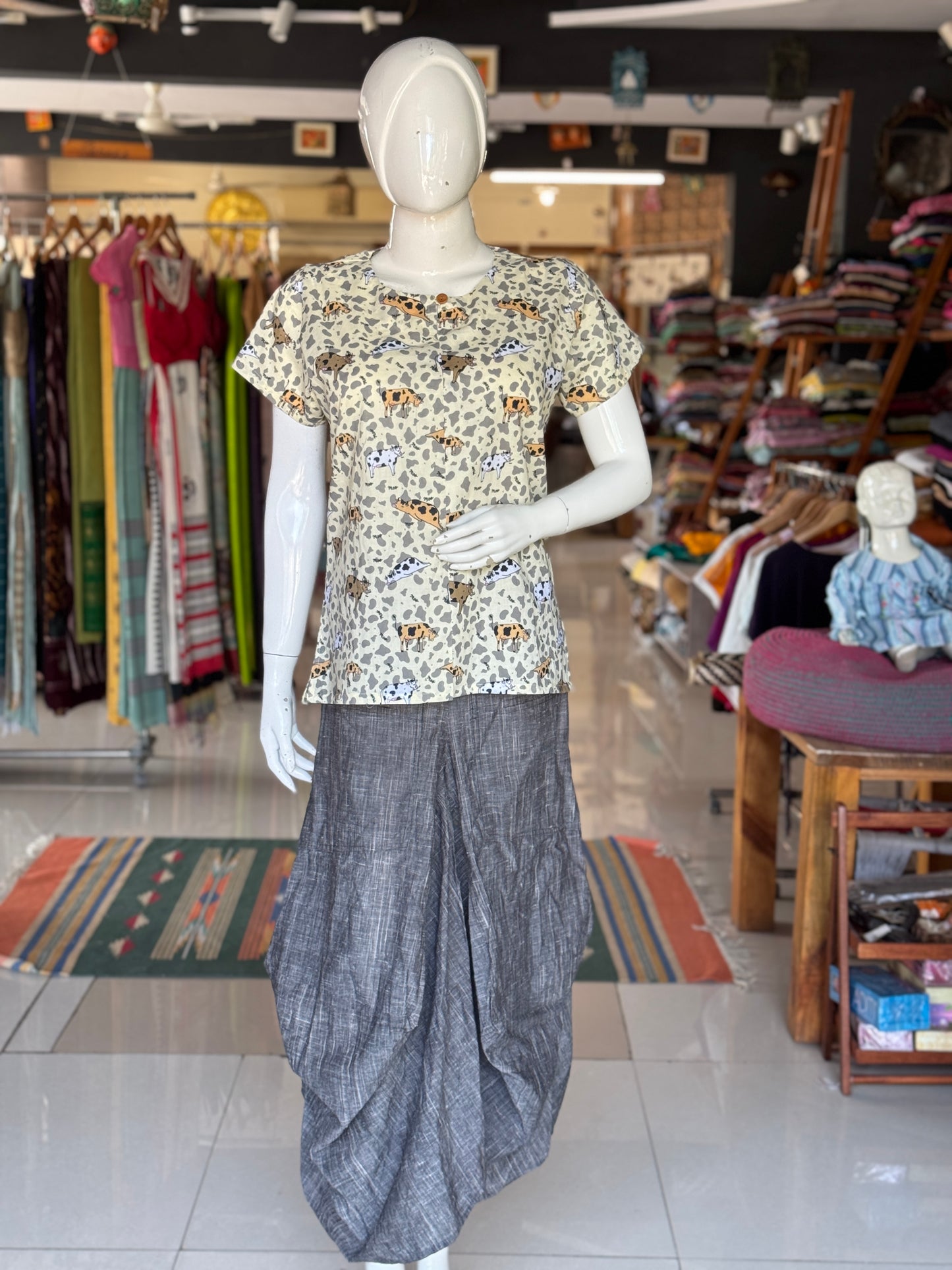 Cow moo print fun soft cotton top for women