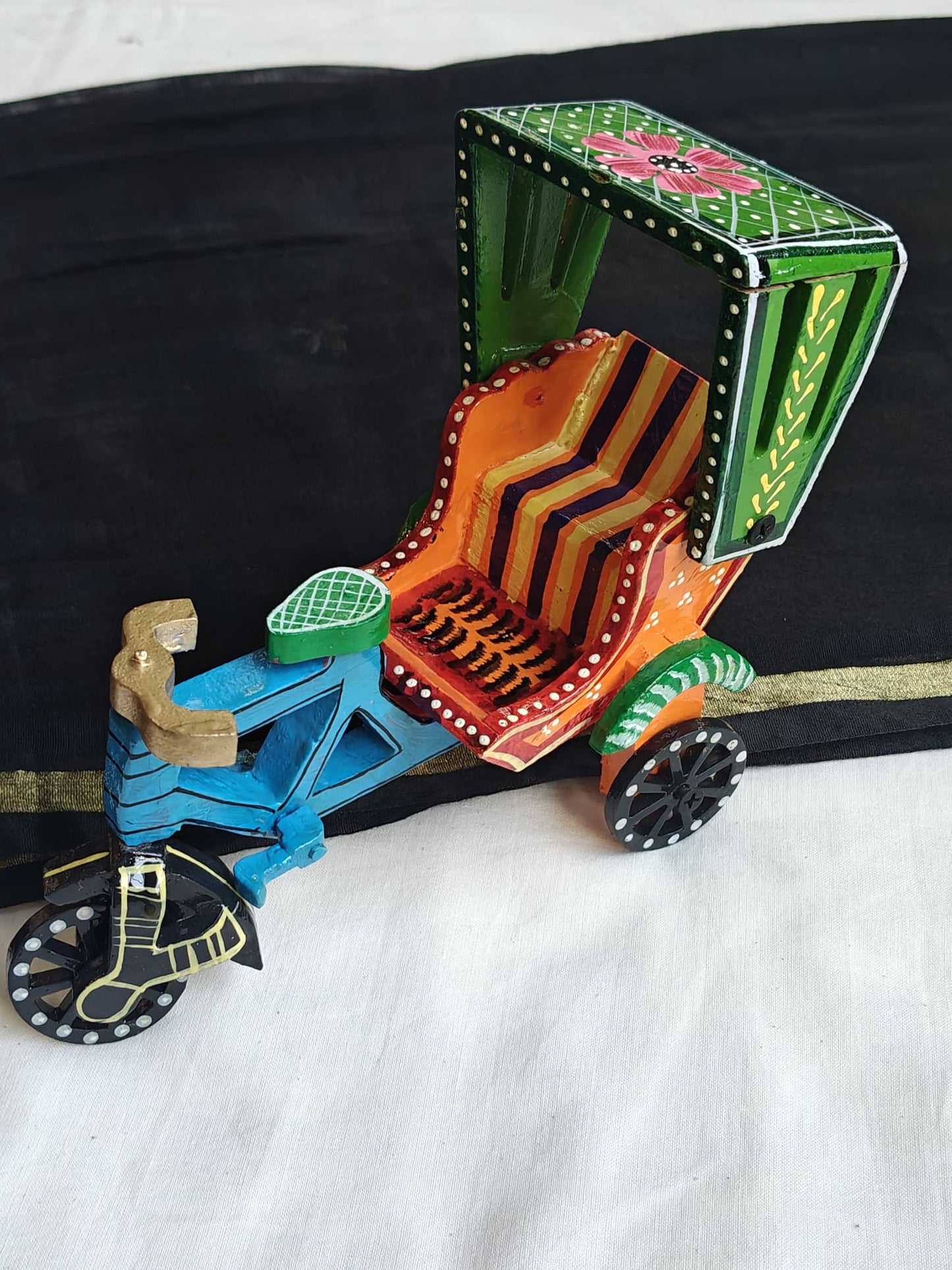 Rickshaw - Hand painted wooden decorative - small size