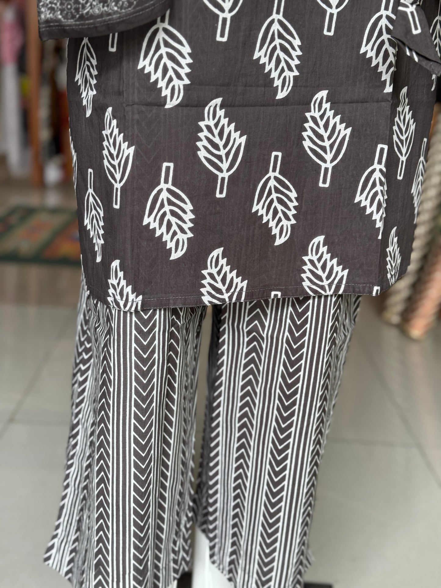 Plus size (4xl and above) cotton embroidered straight kurti, pants and dupatta - 3 piece suit set - multiple colors available