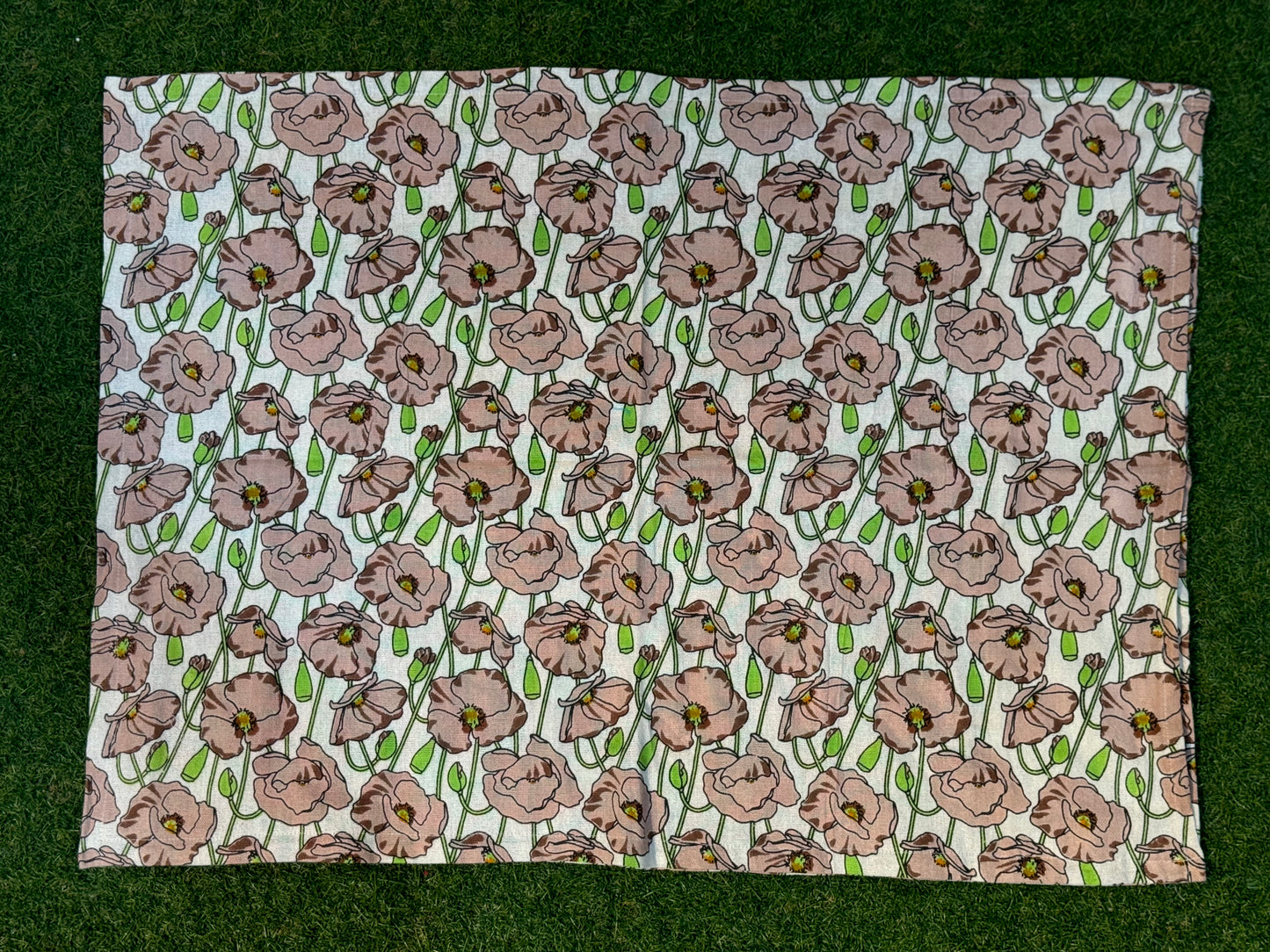 Pink floral hand block printed cotton pillow cover