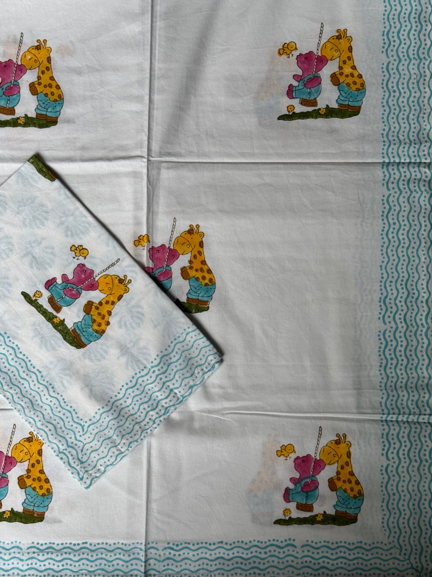 Cute prints single bedsheet & pillow cover in hand block printed pure cotton - multiple designs available