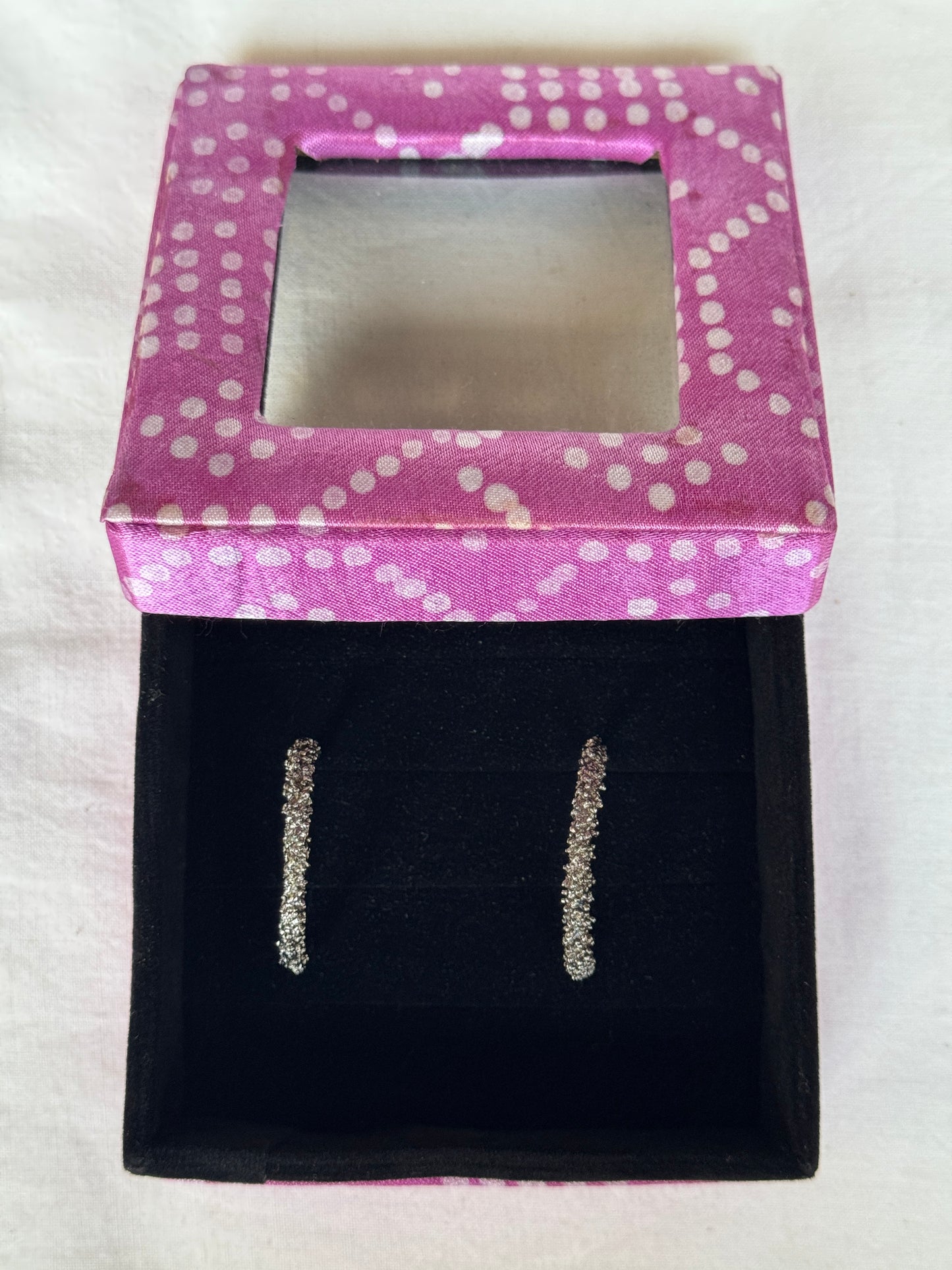 Finger rings / Ear rings organizer / gift box - hand block printed fabric wrapped box handcrafted with see through top