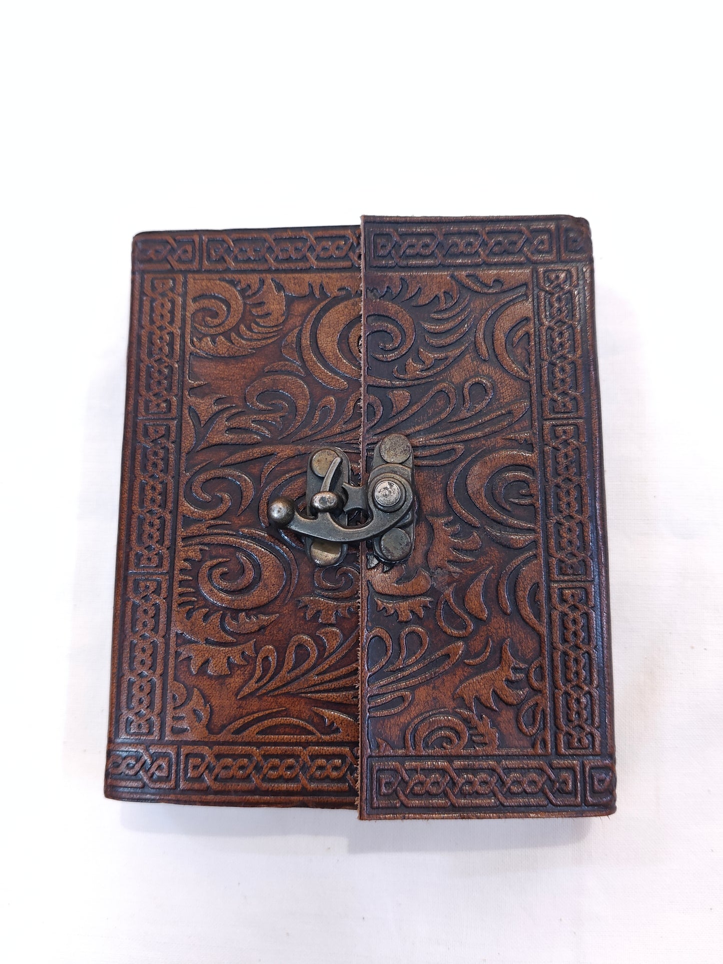 Leather embossed handcrafted notebook with thick handmade papers