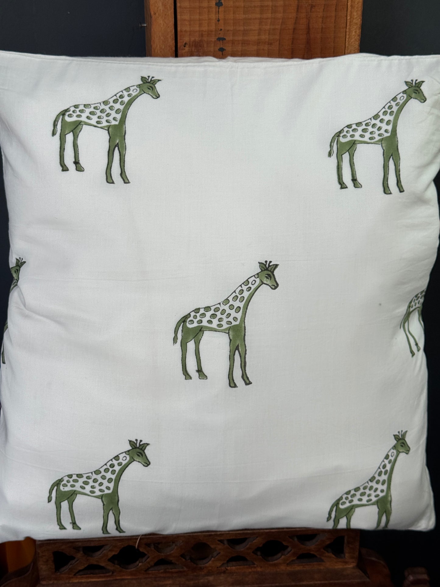 20 x 20 inch hand block printed cotton cushion cover