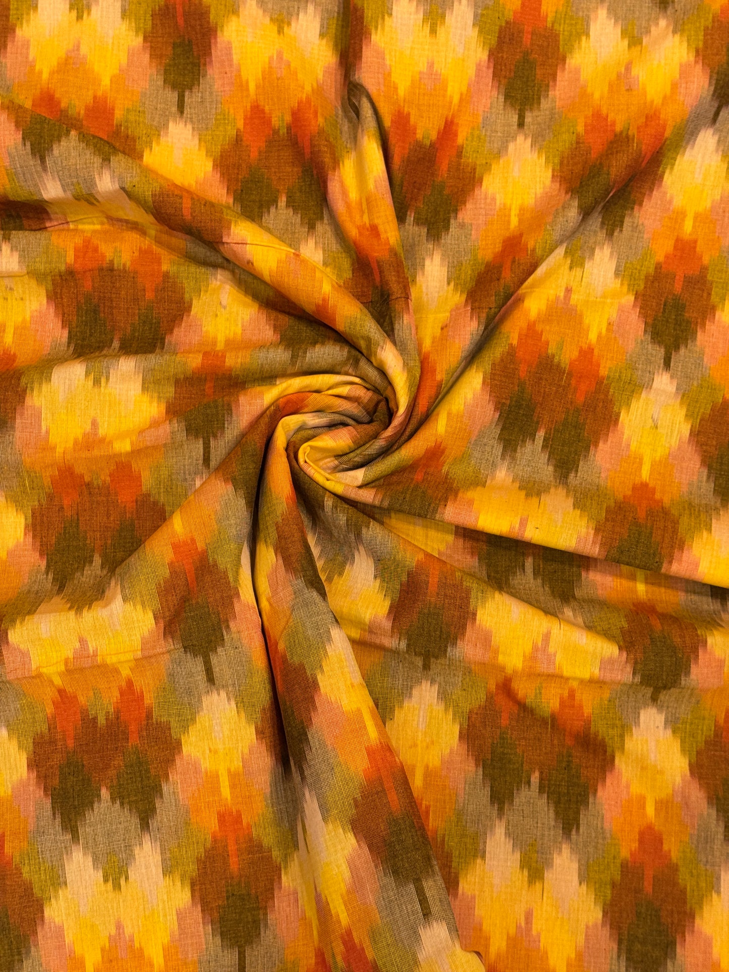 Shades of sun - colorful diamonds cotton handloom ikat fabric